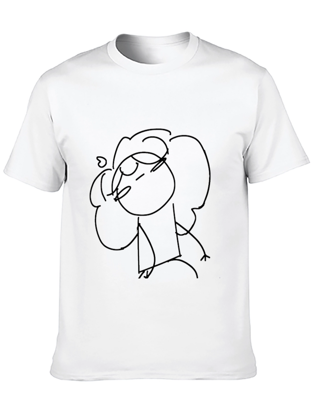 Sketchy Character Graphic Tee - Black Cotton Blend