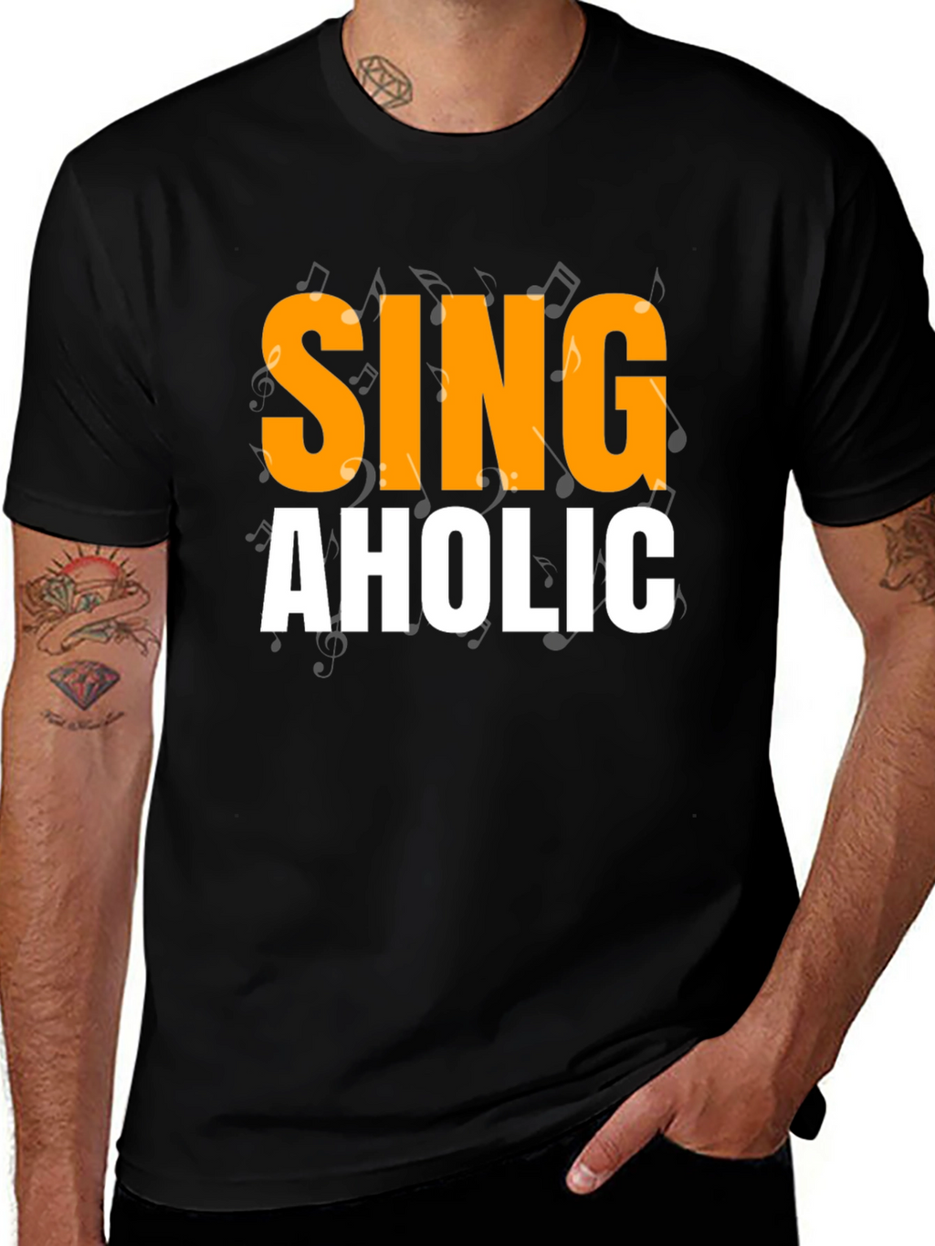 Singaholic Black T-Shirt - Music Lover Gift