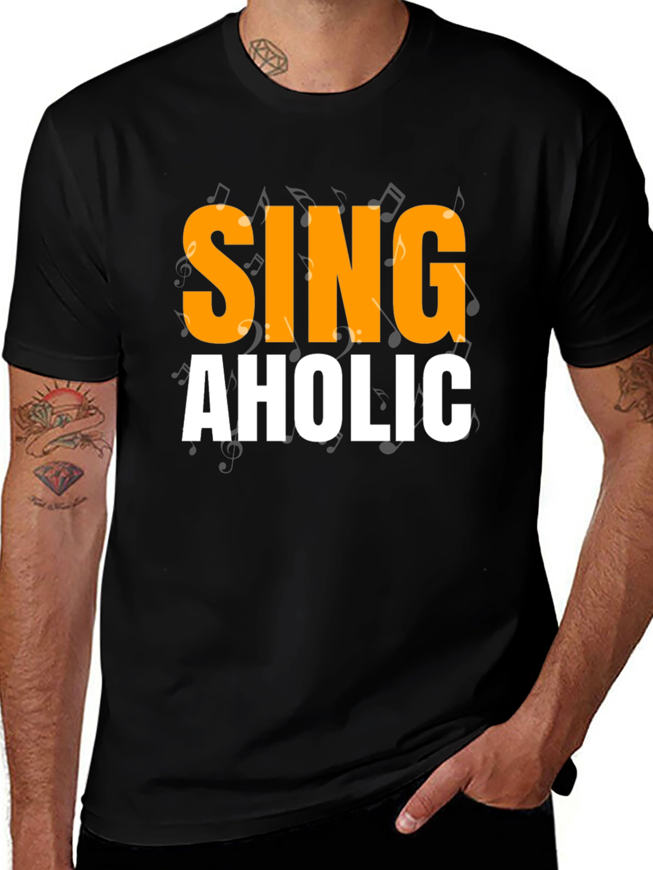 Singaholic Black T-Shirt - Music Lover Gift