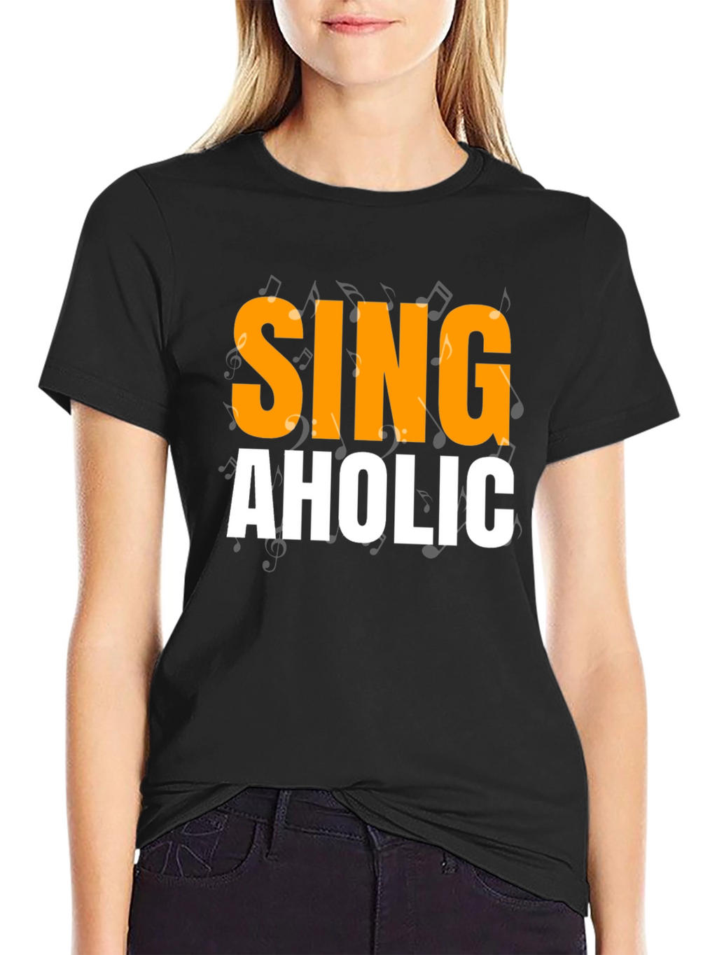 Singaholic Black T-Shirt - Music Lover Gift
