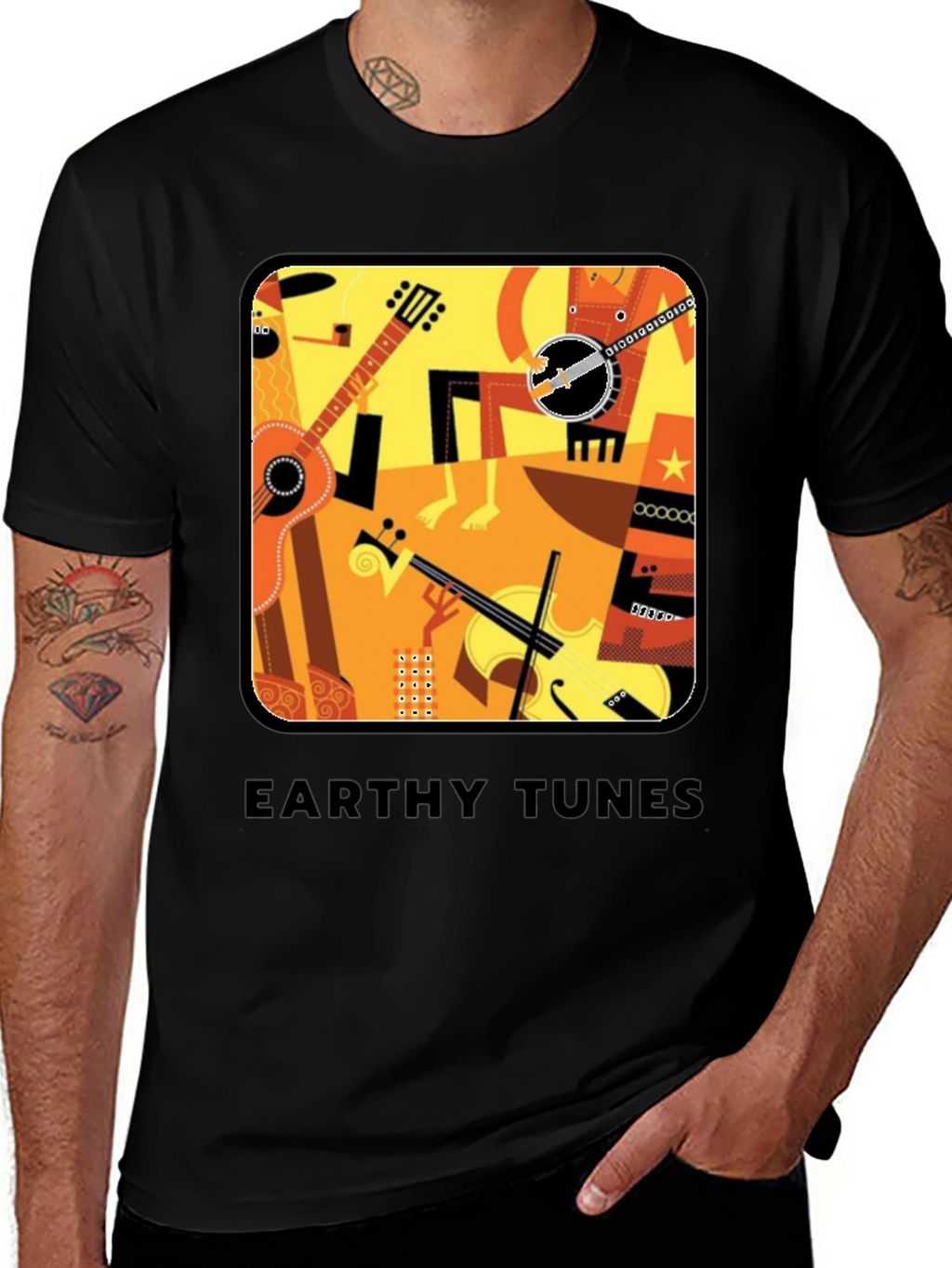 Earthy Tunes Graphic Tee - Musical Instruments Design