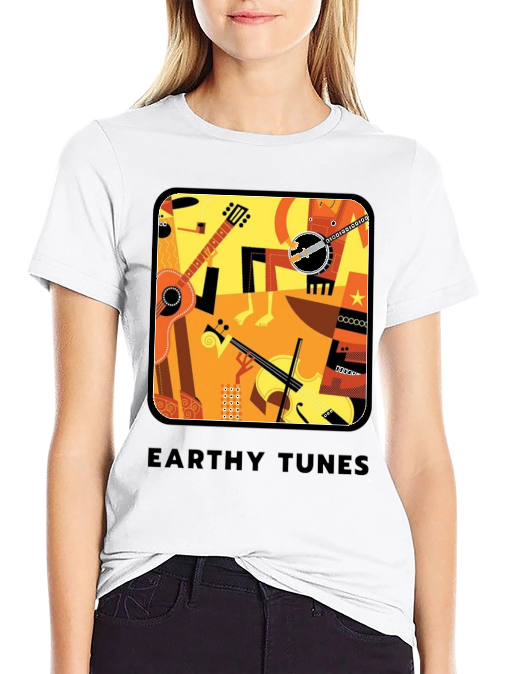 Earthy Tunes Graphic Tee - Musical Instruments Design