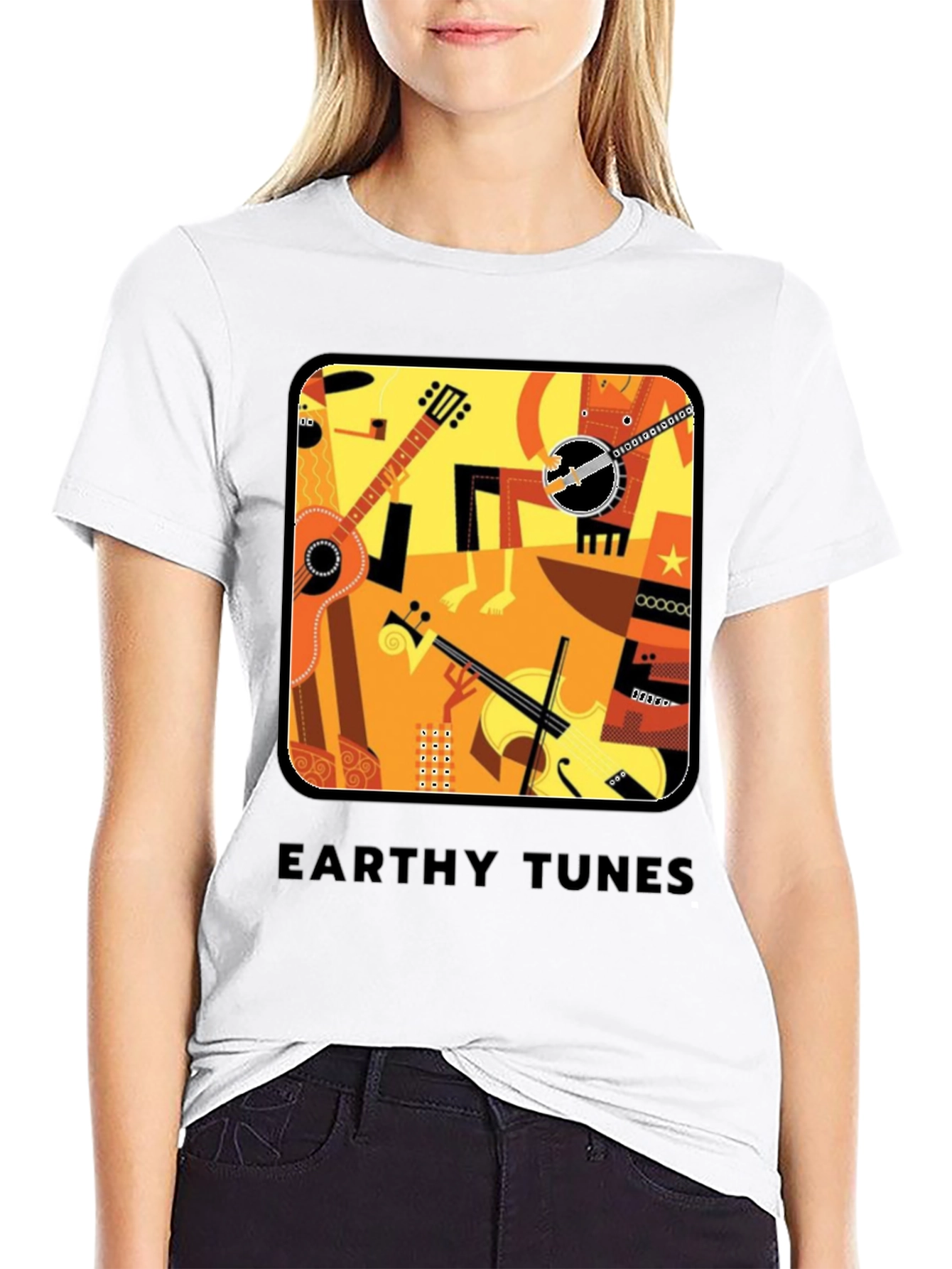 Earthy Tunes Graphic Tee - Musical Instruments Design