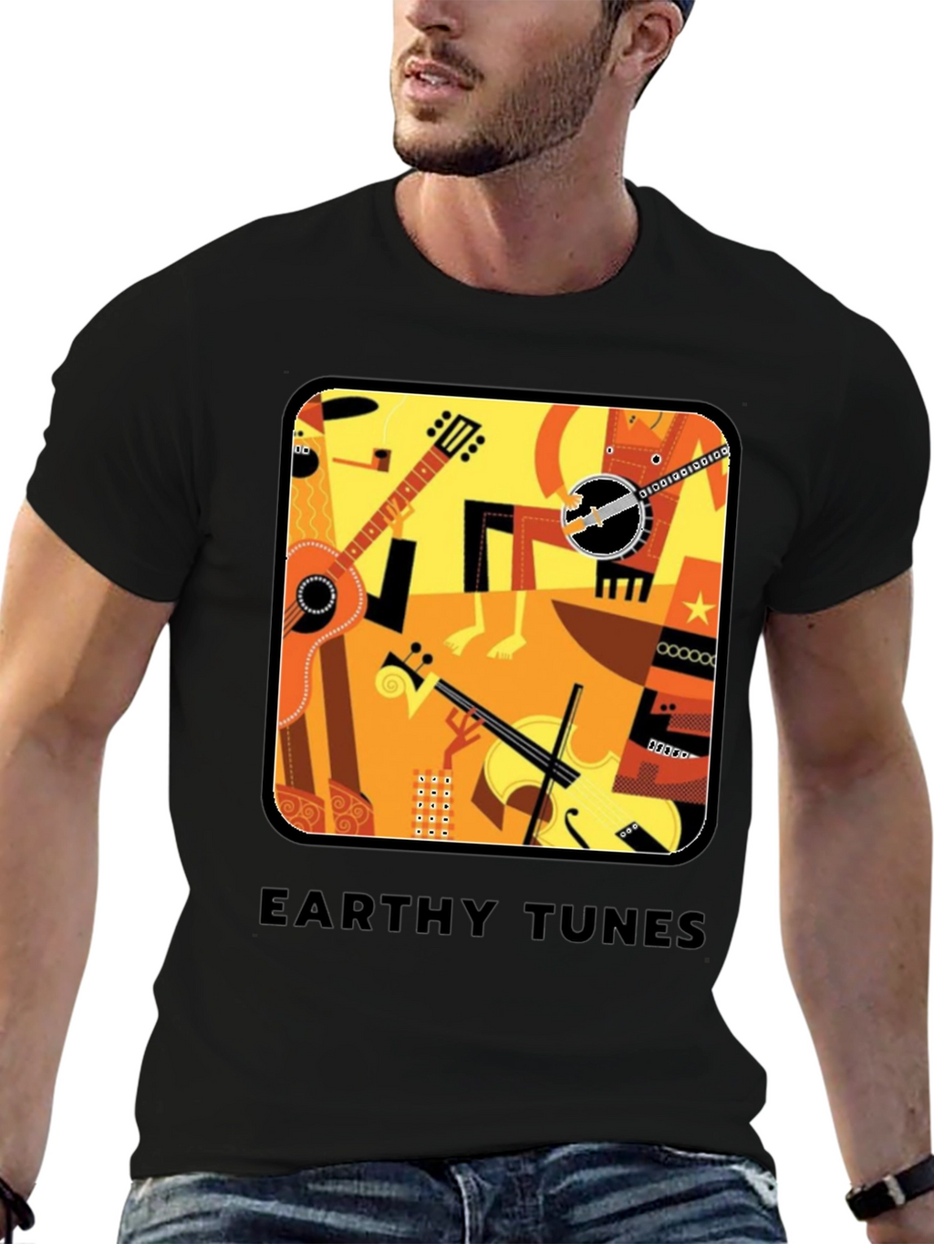 Earthy Tunes Graphic Tee - Musical Instruments Design