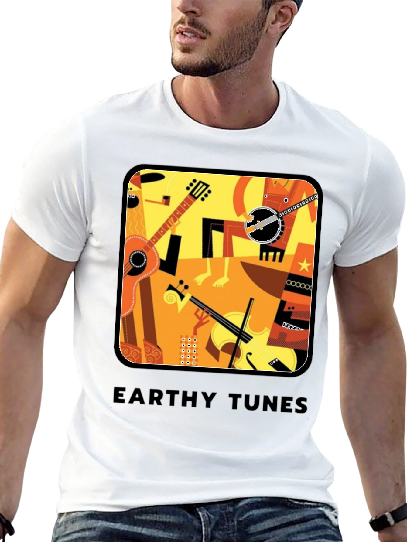 Earthy Tunes Graphic Tee - Musical Instruments Design
