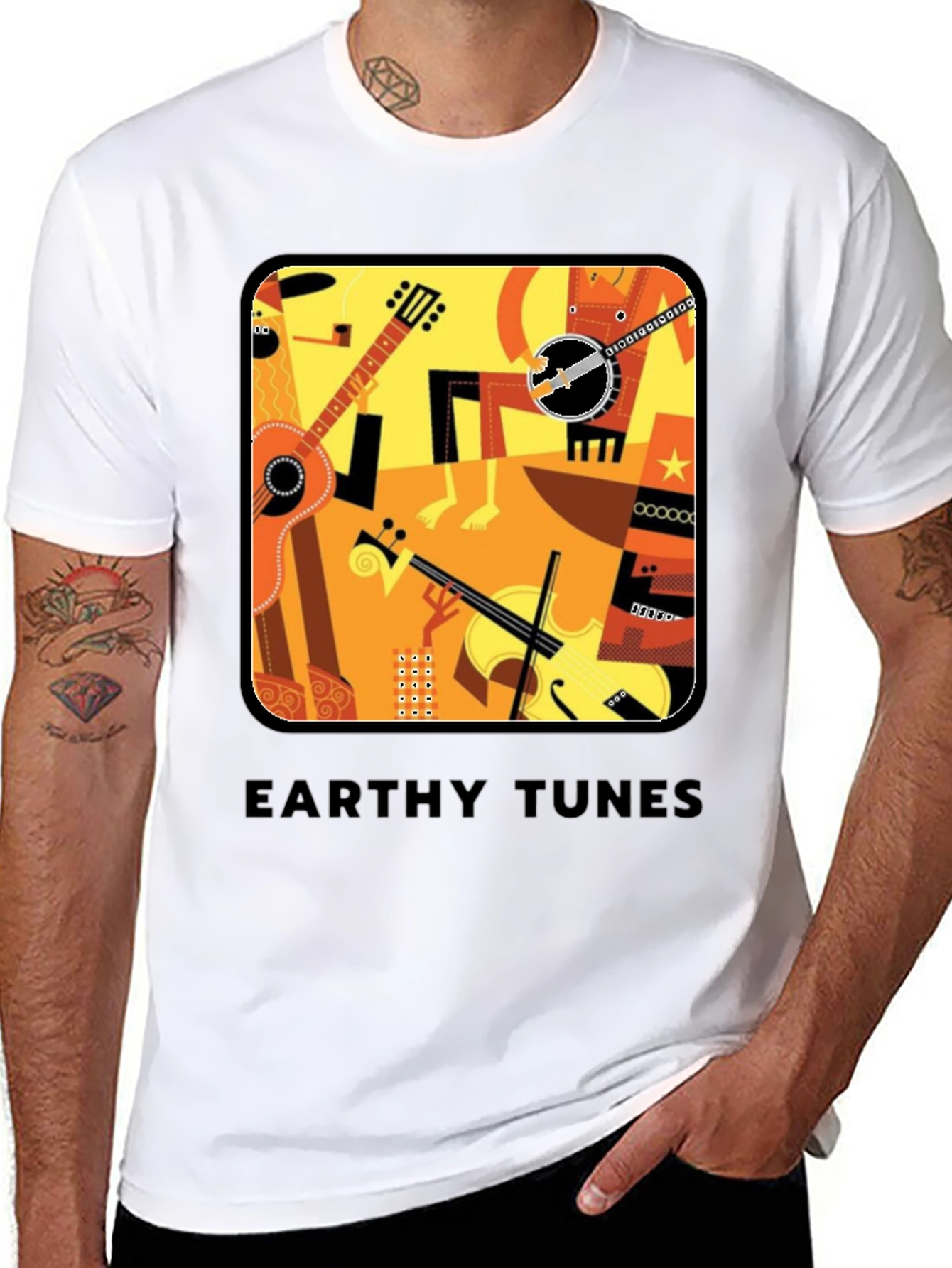 Earthy Tunes Graphic Tee - Musical Instruments Design