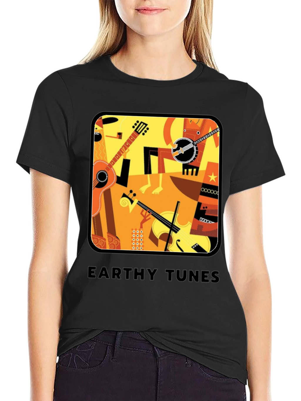 Earthy Tunes Graphic Tee - Musical Instruments Design