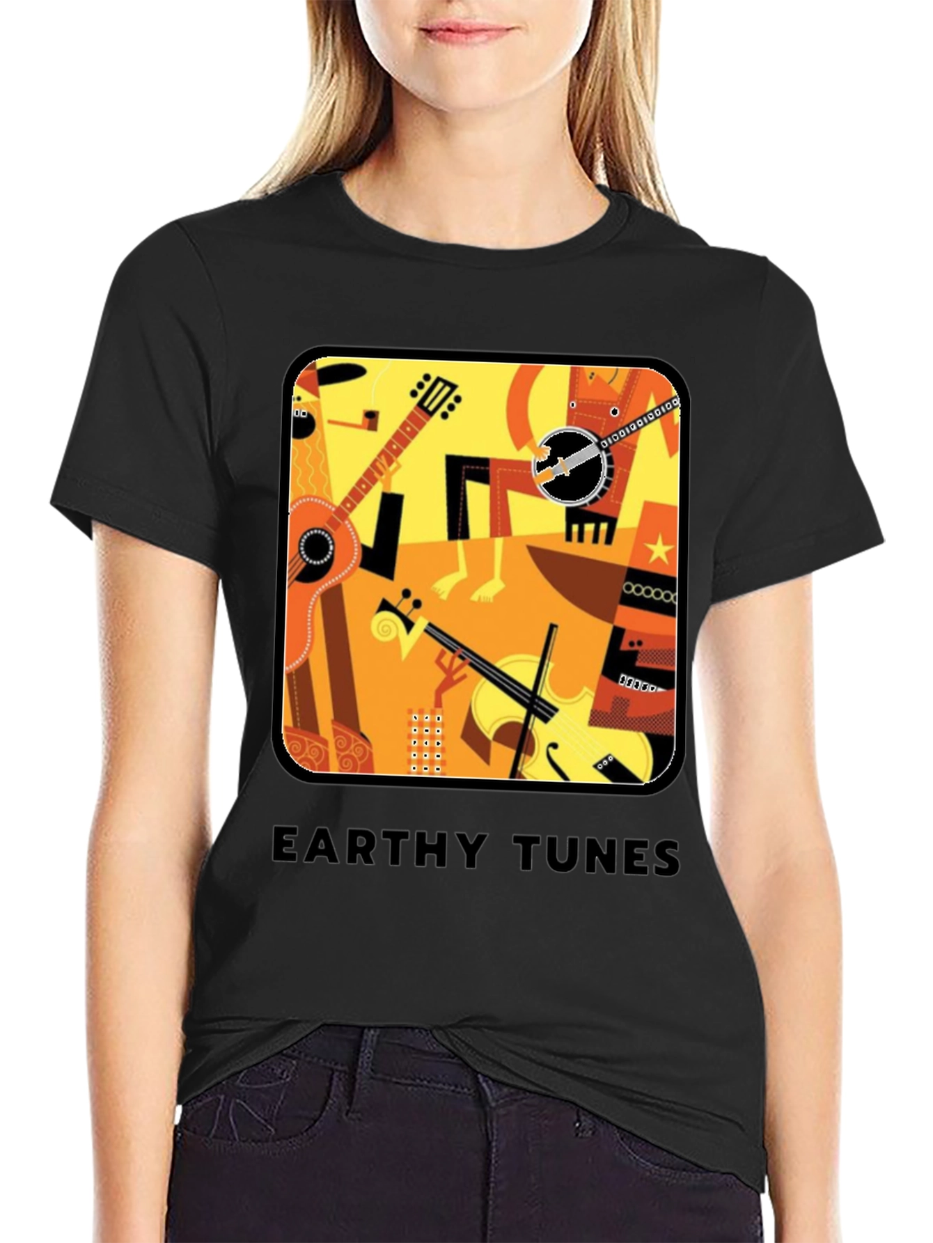 Earthy Tunes Graphic Tee - Musical Instruments Design
