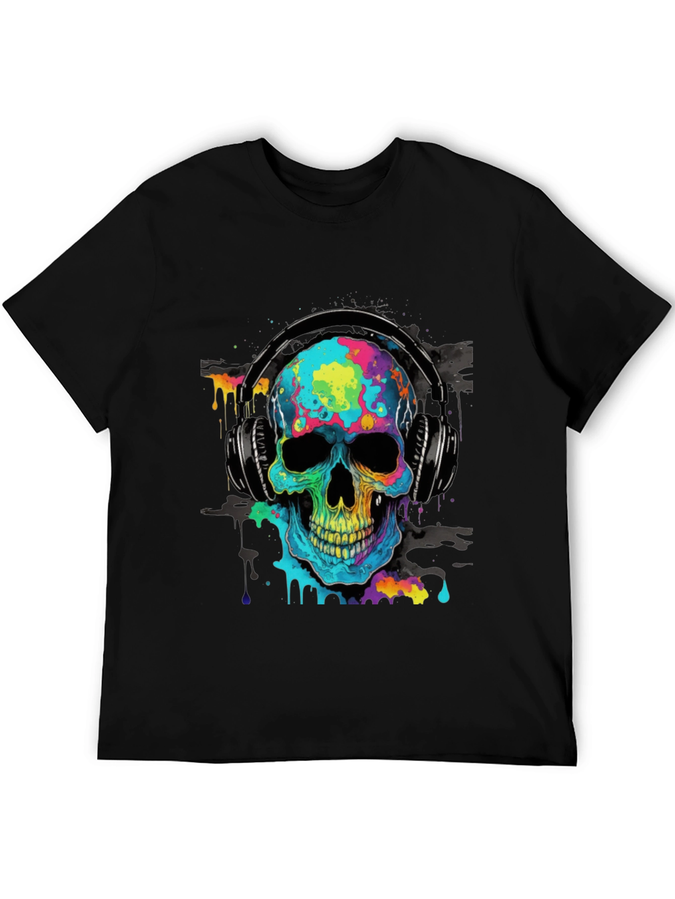 Colorful Skull Headphone Graphic Tee