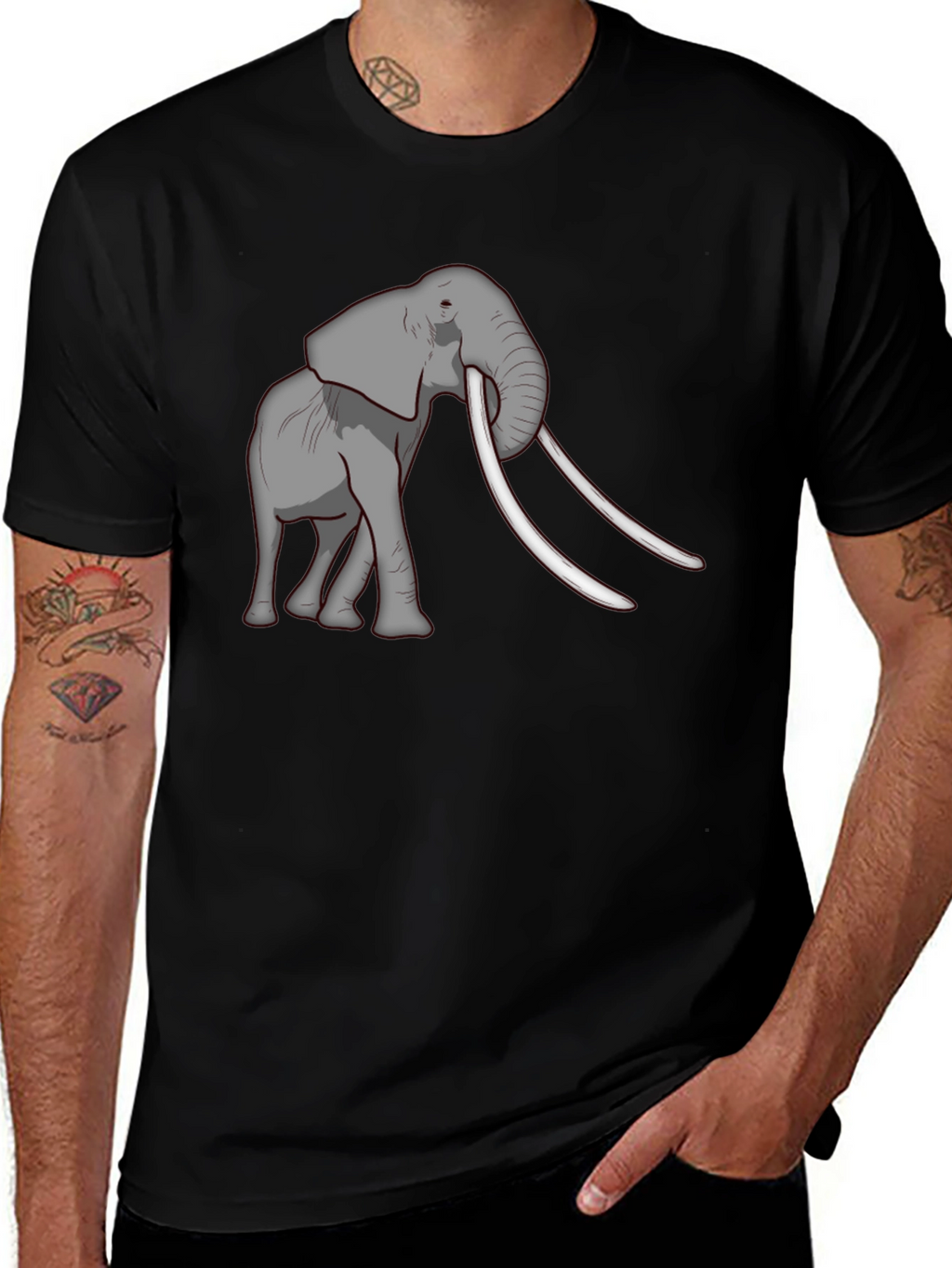 Elephant Graphic Tee - Black Casual Comfort