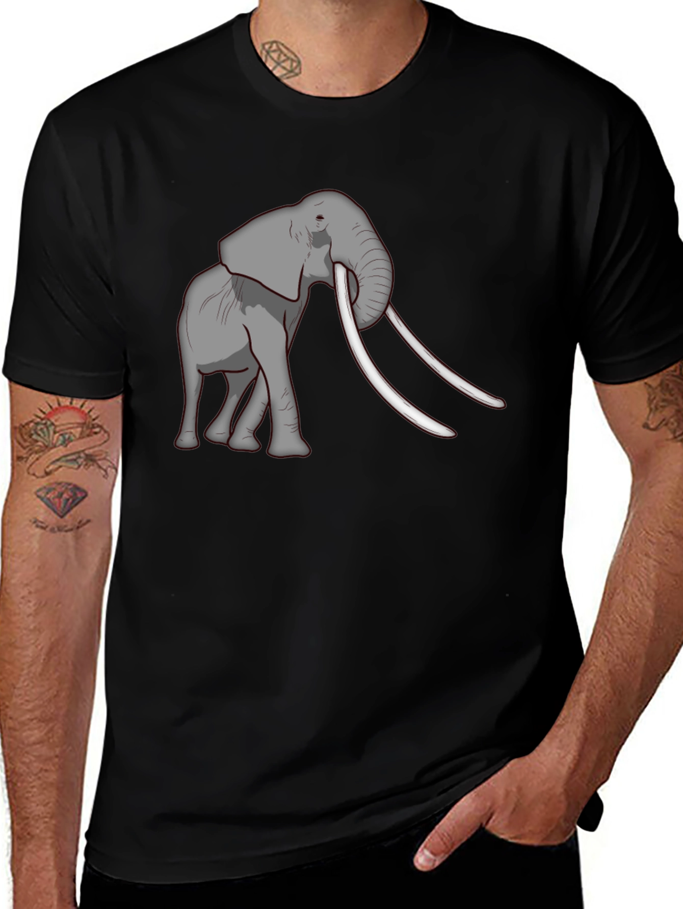 Elephant Graphic Tee - Black Casual Comfort