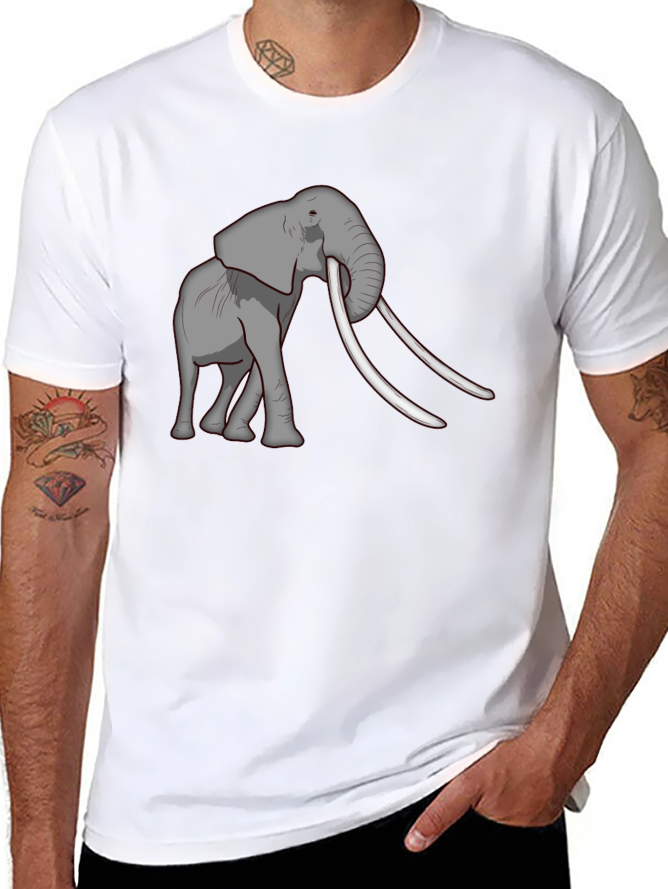 Elephant Graphic Tee - Black Casual Comfort
