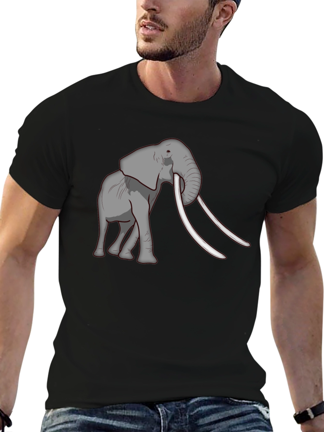 Elephant Graphic Tee - Black Casual Comfort