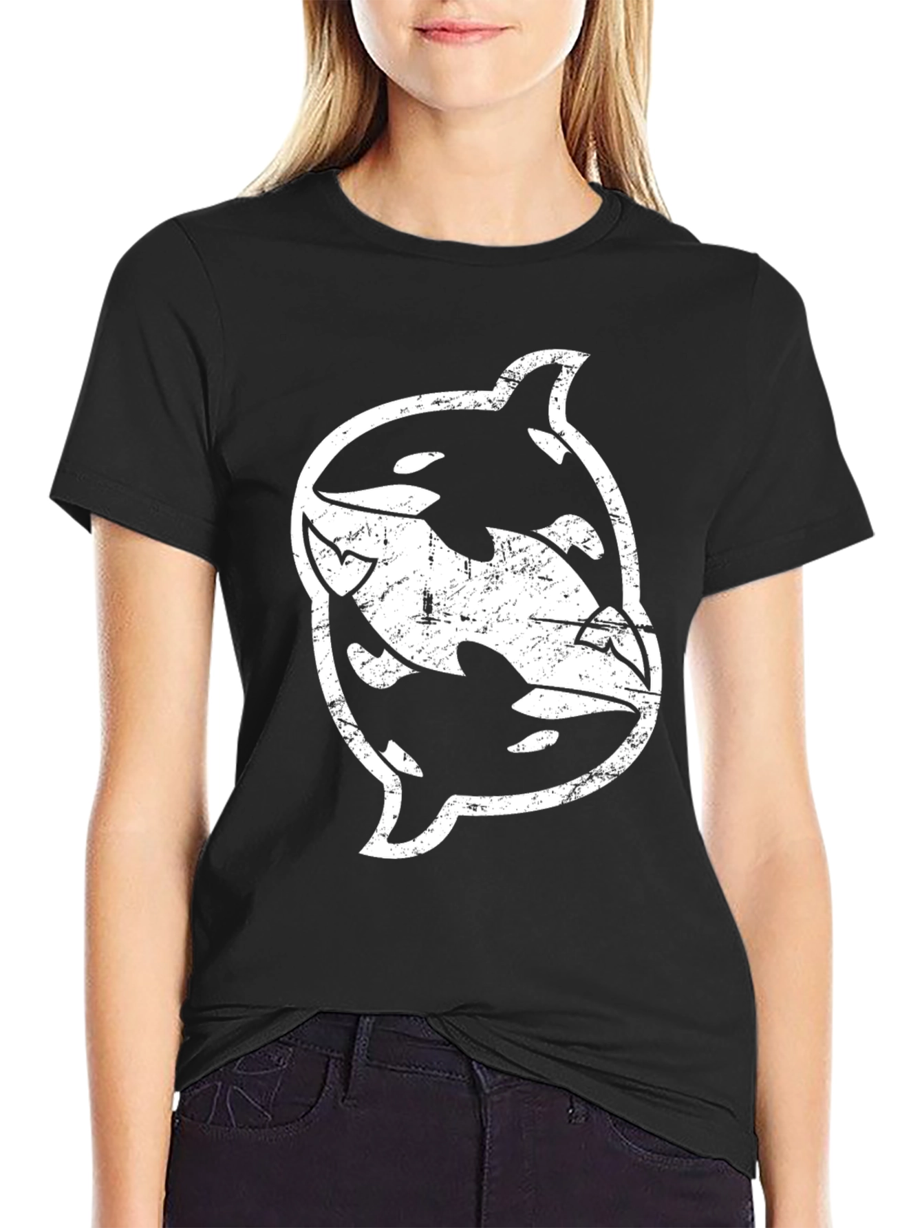 Orca Yin Yang Graphic Black T-Shirt