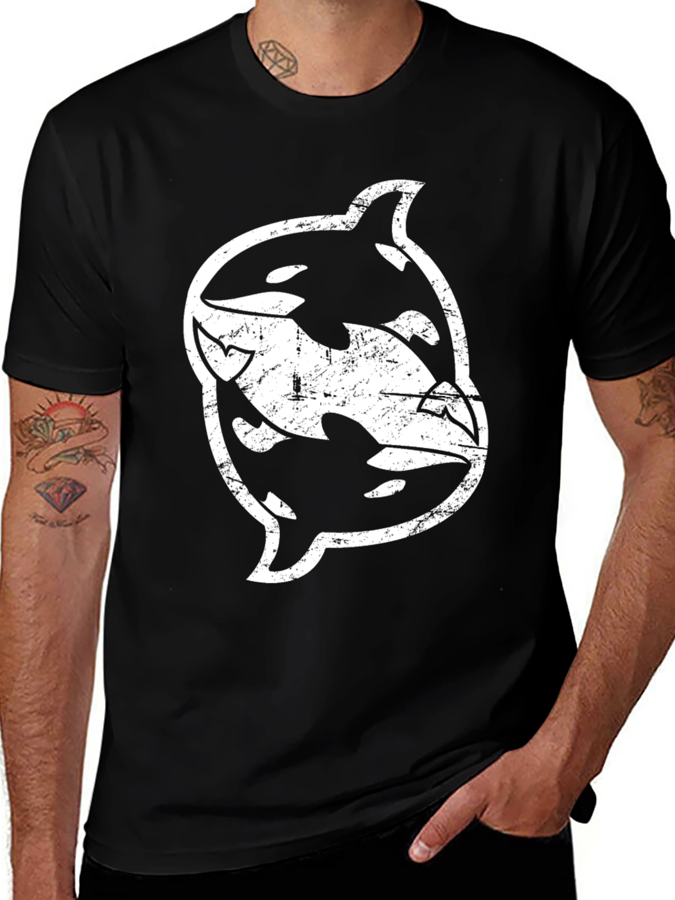 Orca Yin Yang Graphic Black T-Shirt