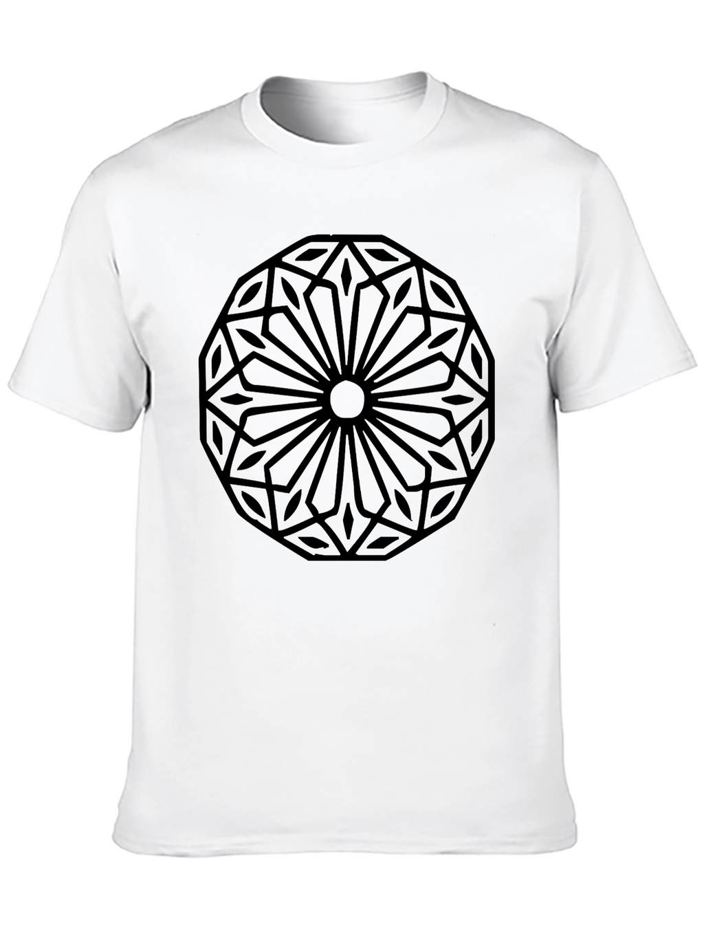 Geometric Mandala Graphic Tee - Black