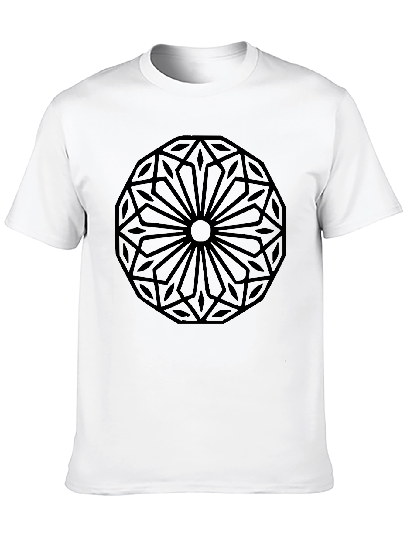 Geometric Mandala Graphic Tee - Black