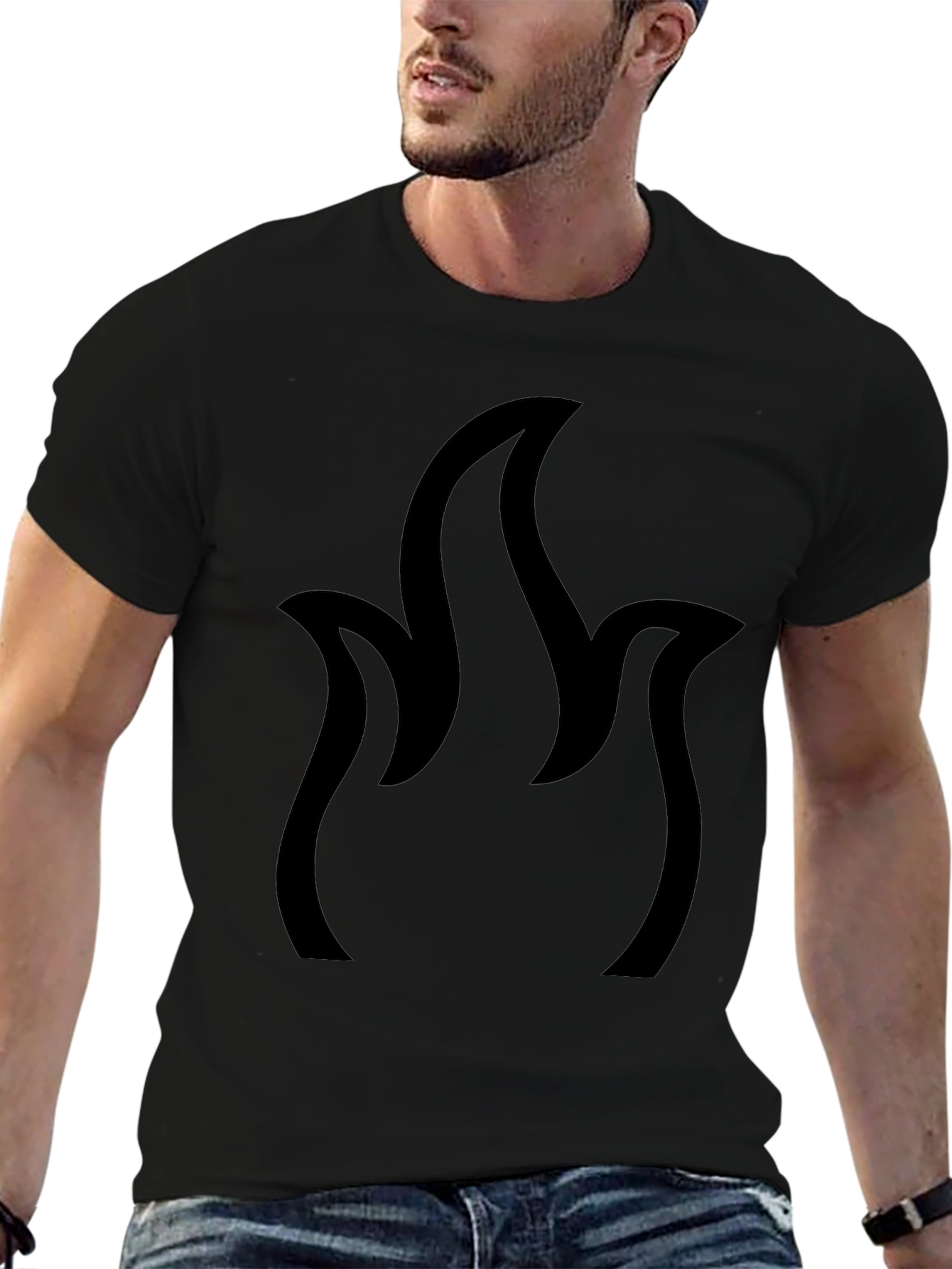 Flame Design Black T-Shirt | Casual Comfort