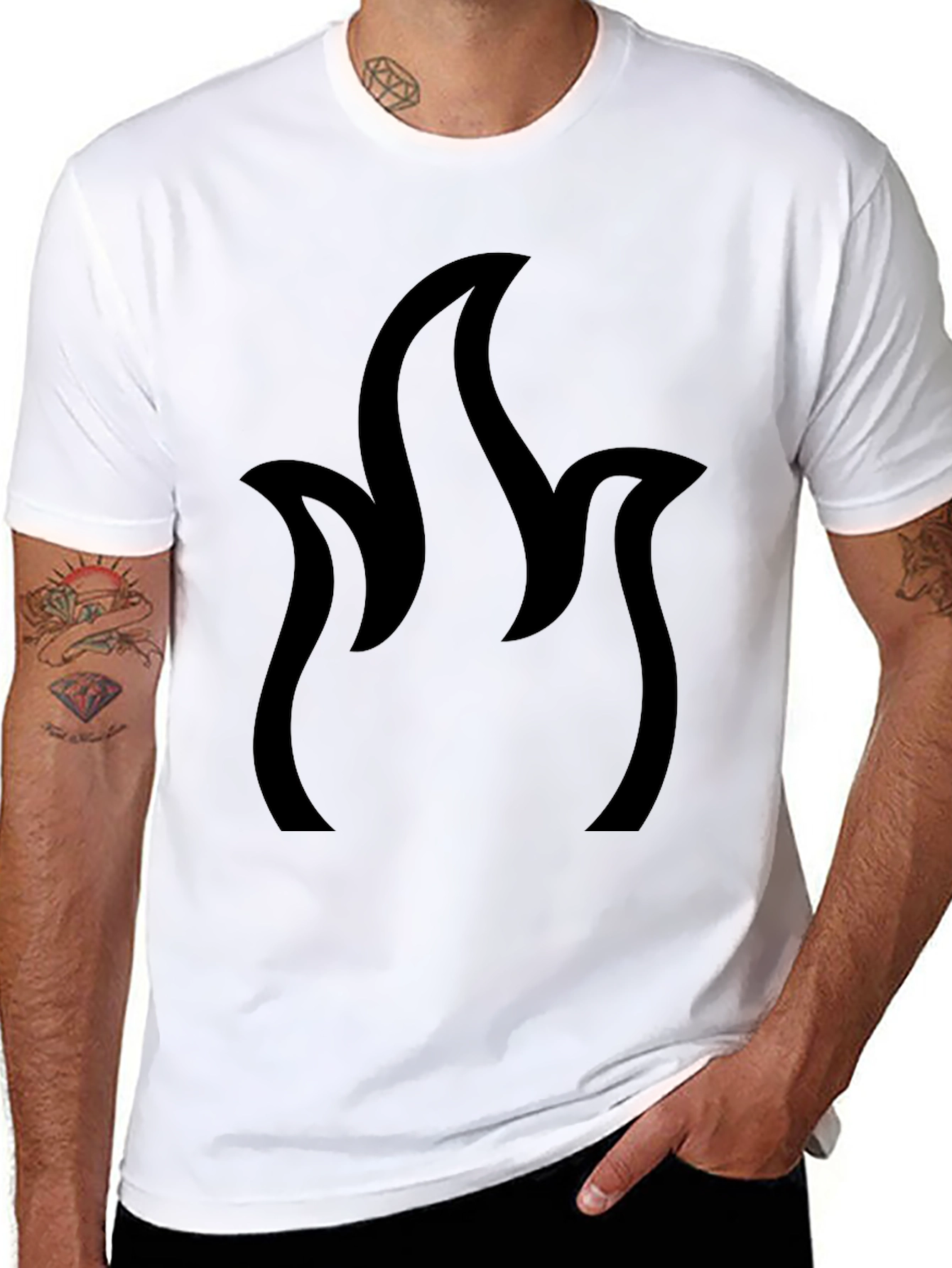 Flame Design Black T-Shirt | Casual Comfort