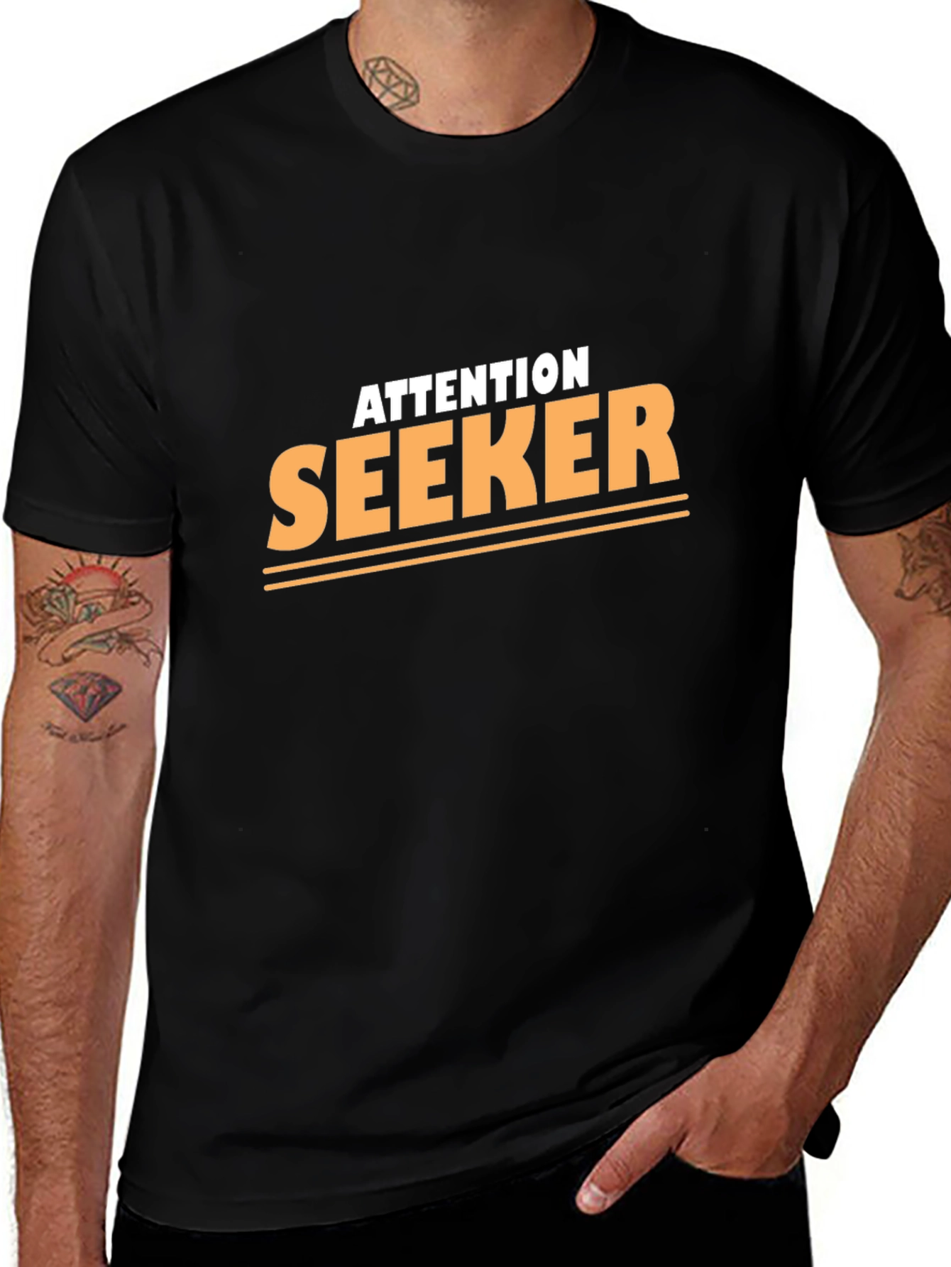 Attention Seeker Graphic Tee - Black Short Sleeve T-Shirt
