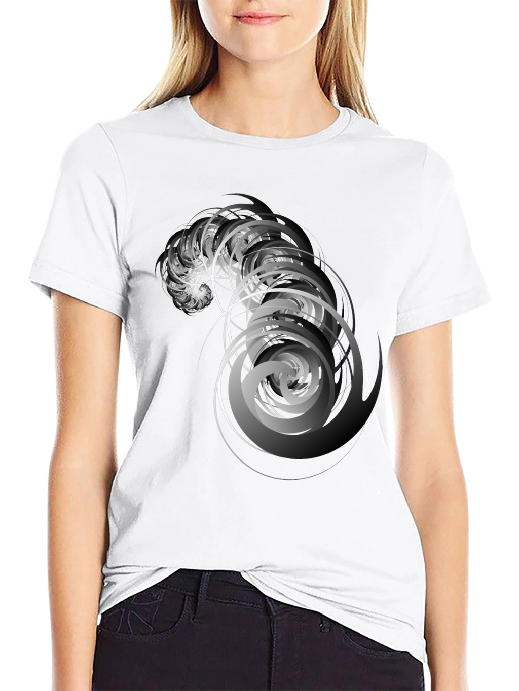 Abstract Swirl Graphic Black T-Shirt
