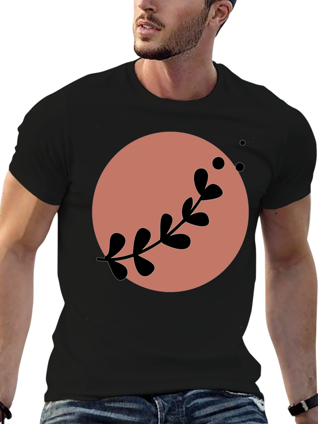 Stylish Black Tee with Abstract Floral Design