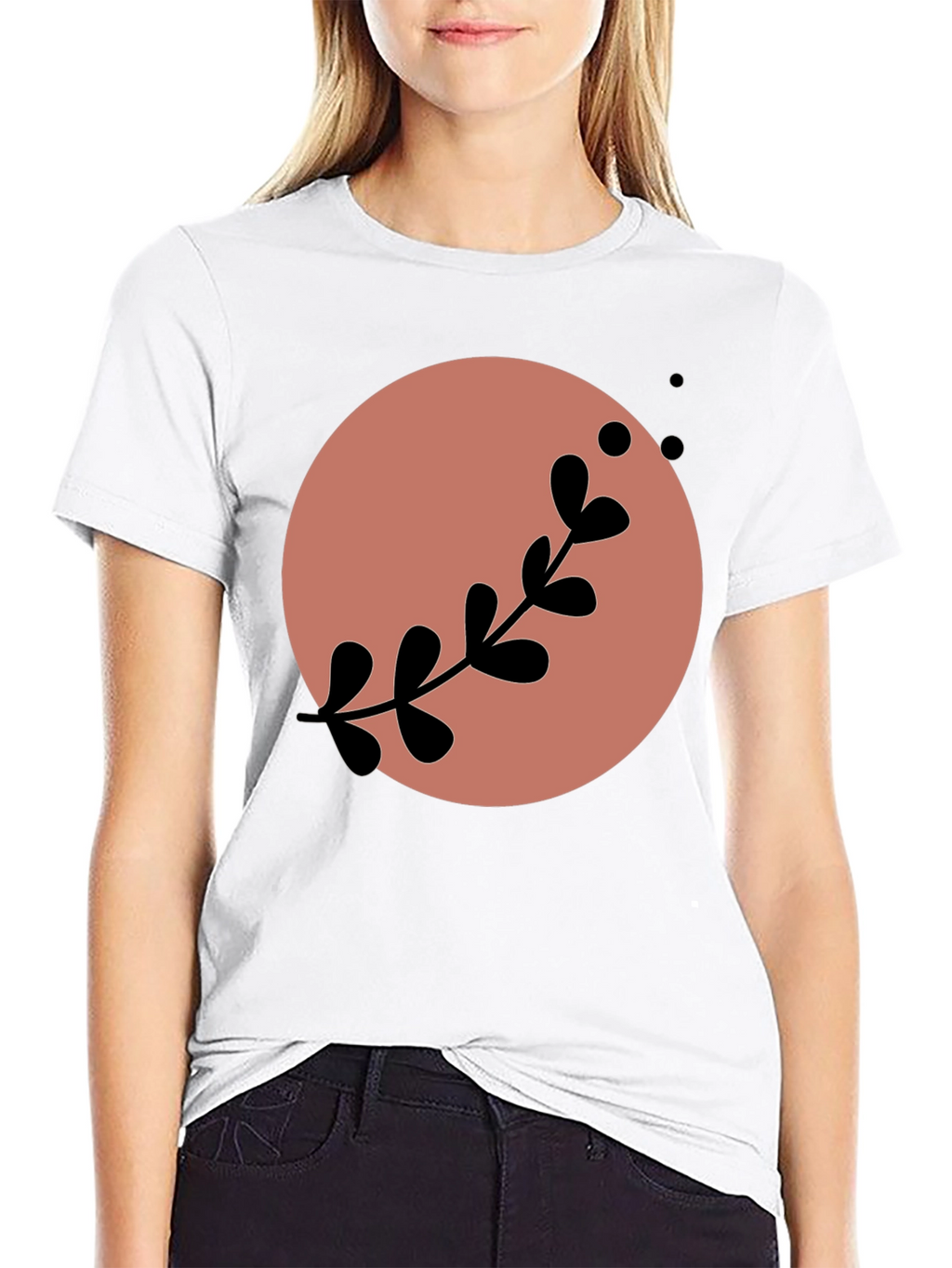 Stylish Black Tee with Abstract Floral Design
