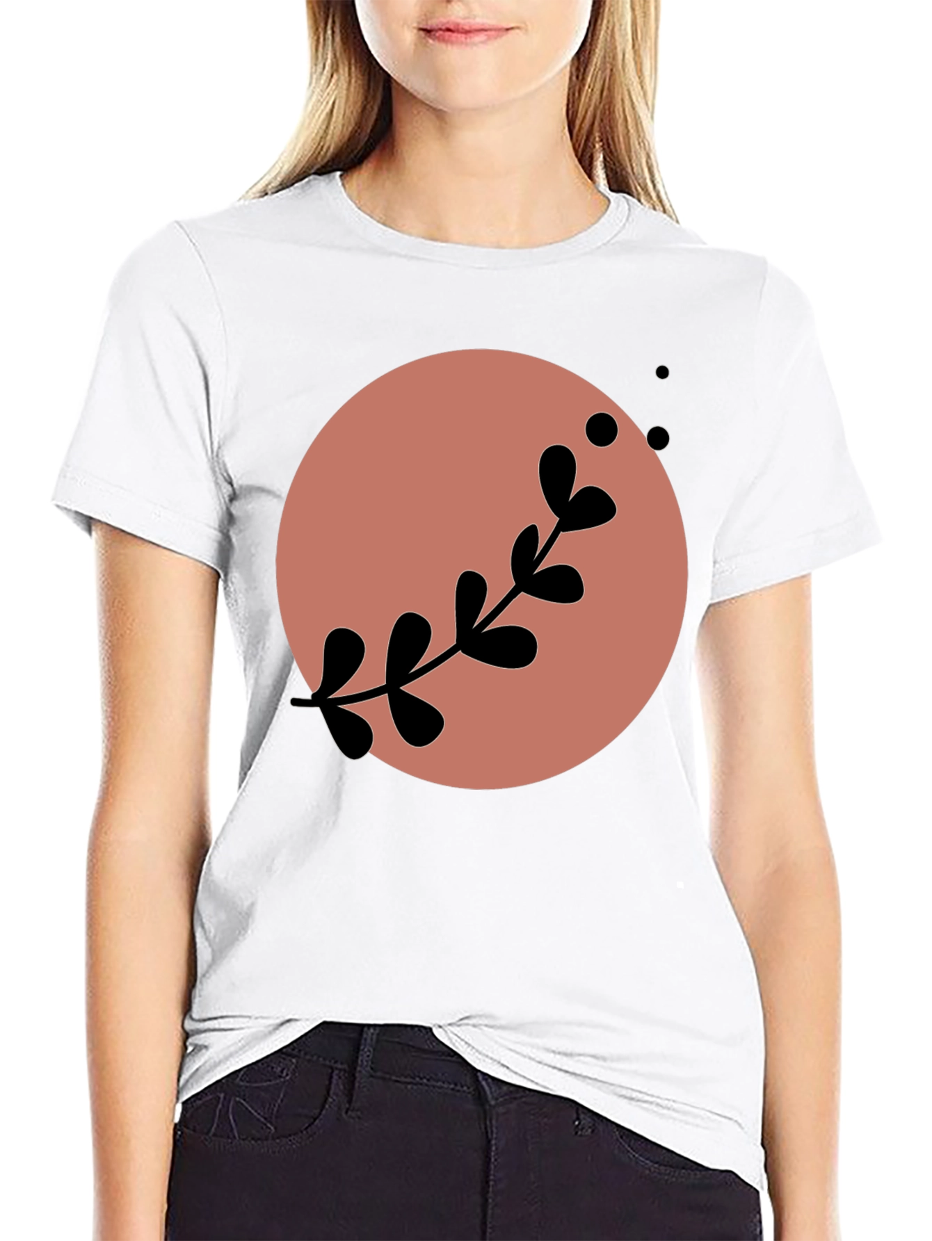 Stylish Black Tee with Abstract Floral Design