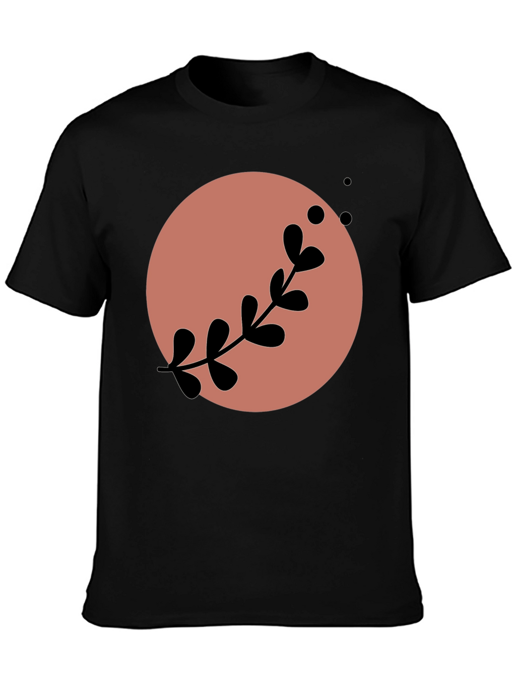 Stylish Black Tee with Abstract Floral Design