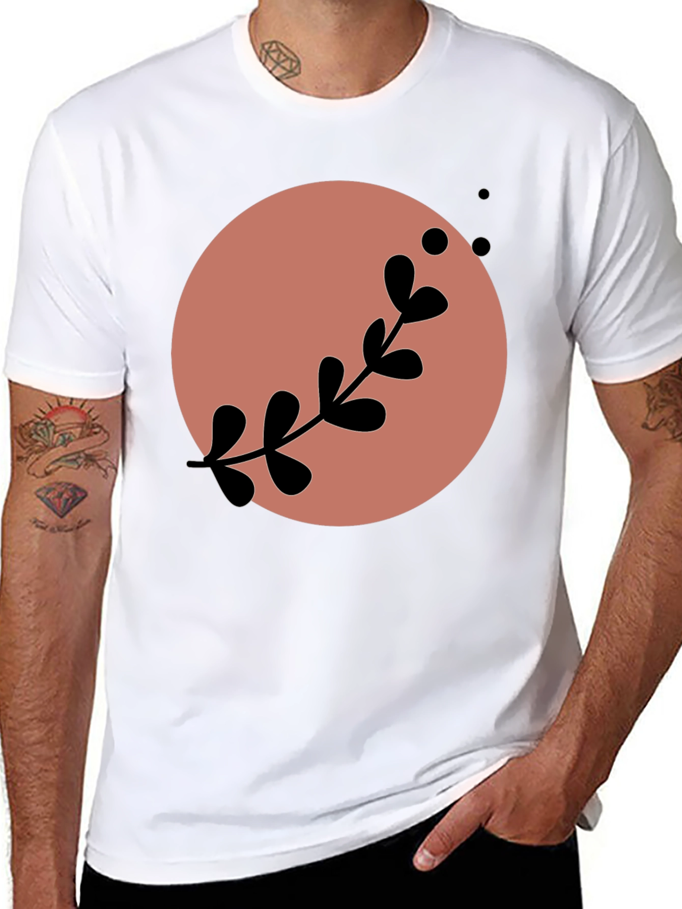 Stylish Black Tee with Abstract Floral Design