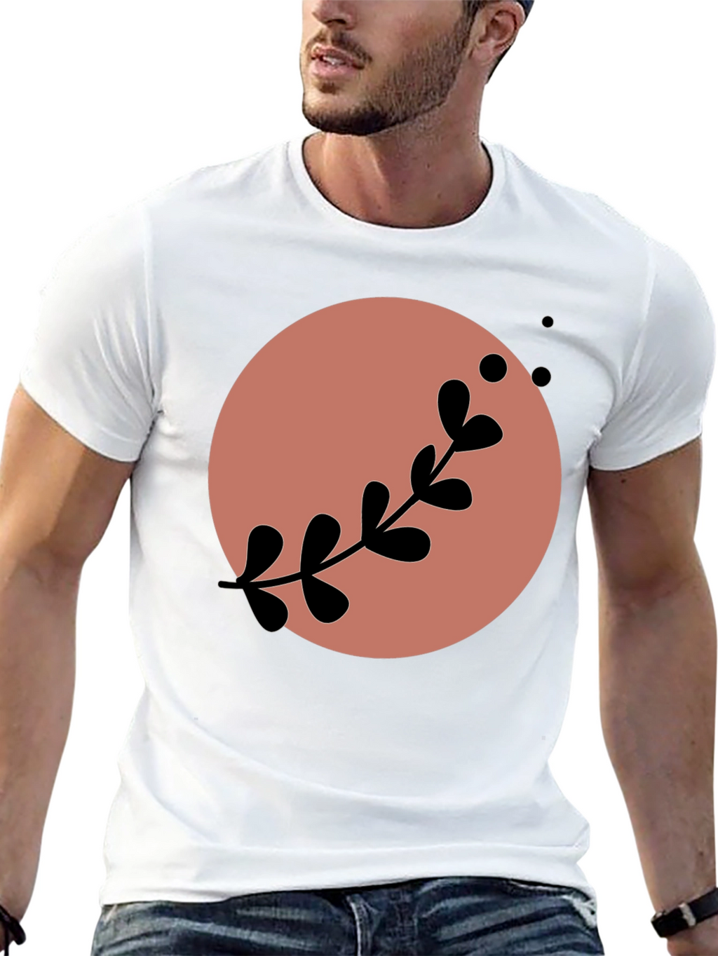 Stylish Black Tee with Abstract Floral Design