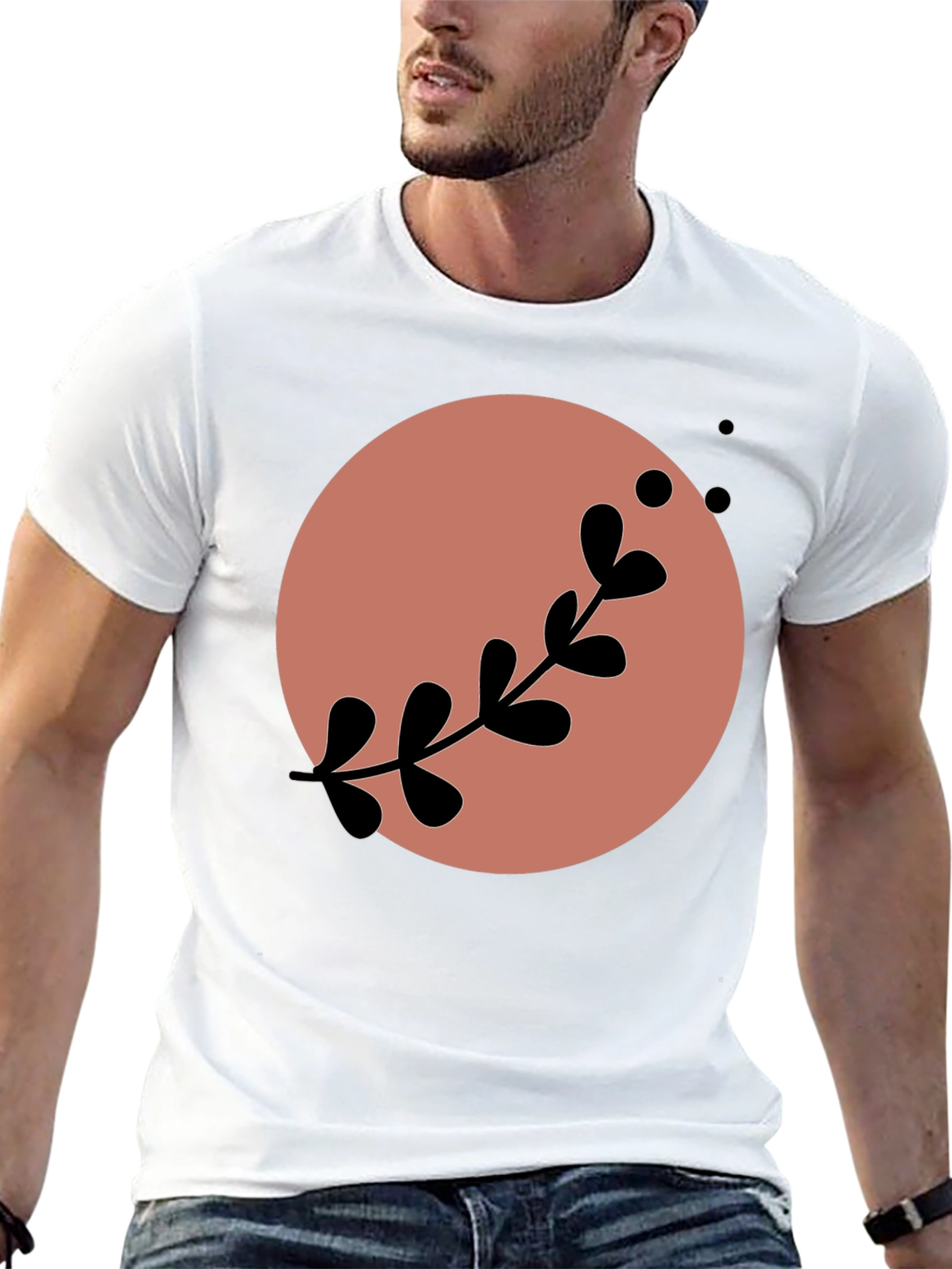 Stylish Black Tee with Abstract Floral Design