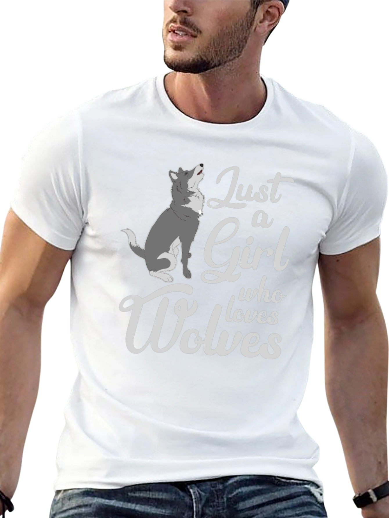 Just a Girl Who Loves Wolves T-Shirt - Black