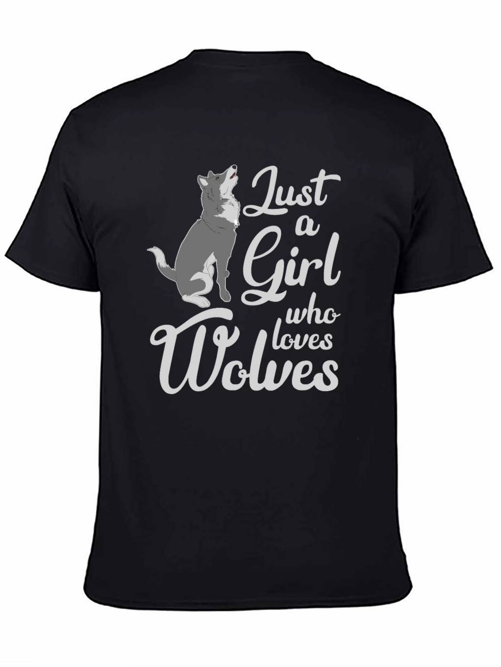 Just a Girl Who Loves Wolves T-Shirt - Black