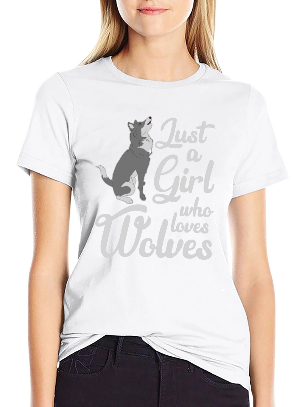 Just a Girl Who Loves Wolves T-Shirt - Black