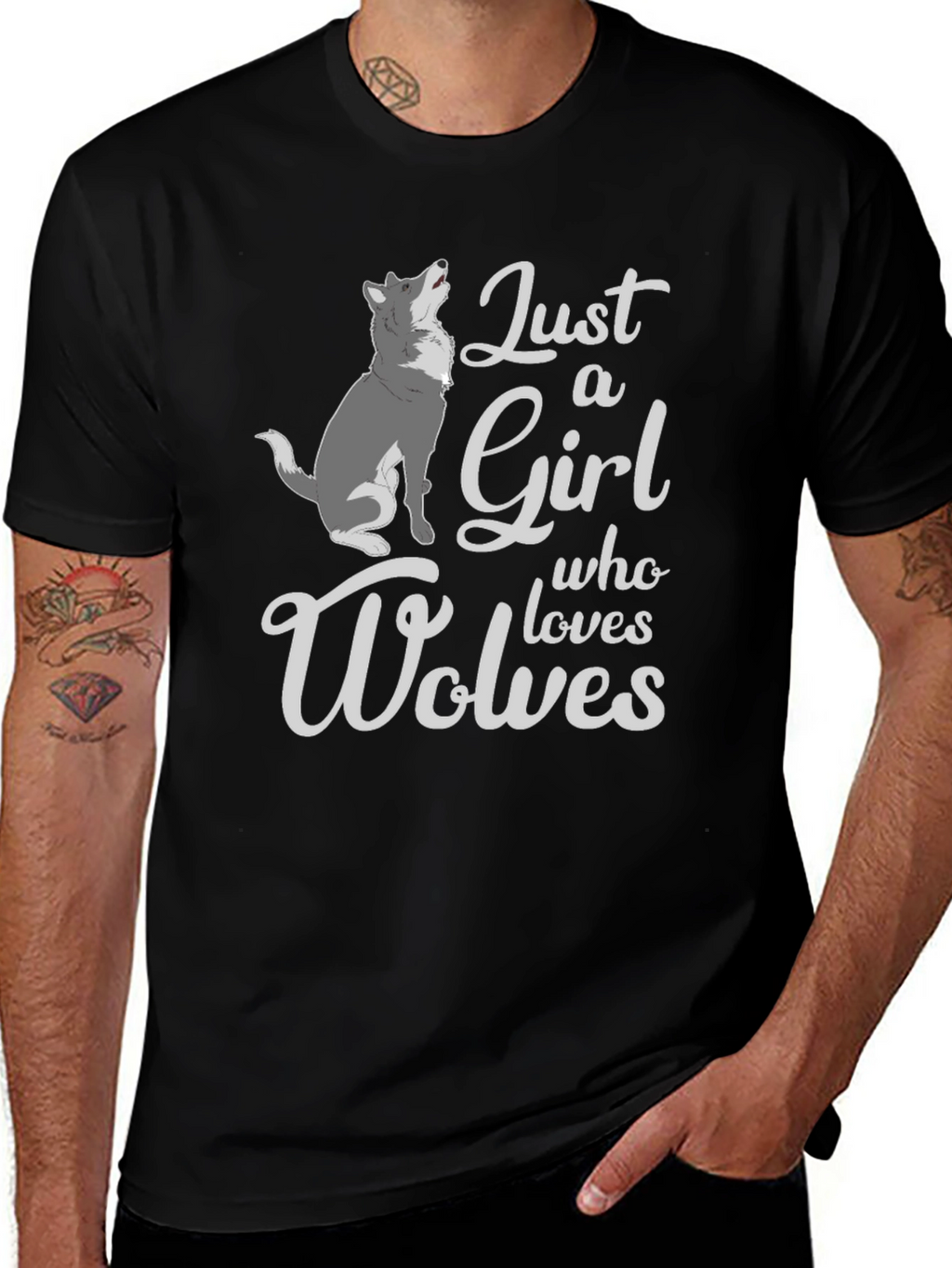 Just a Girl Who Loves Wolves T-Shirt - Black