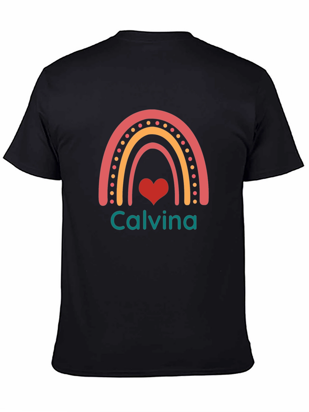 Calvina Rainbow Heart Black T-Shirt