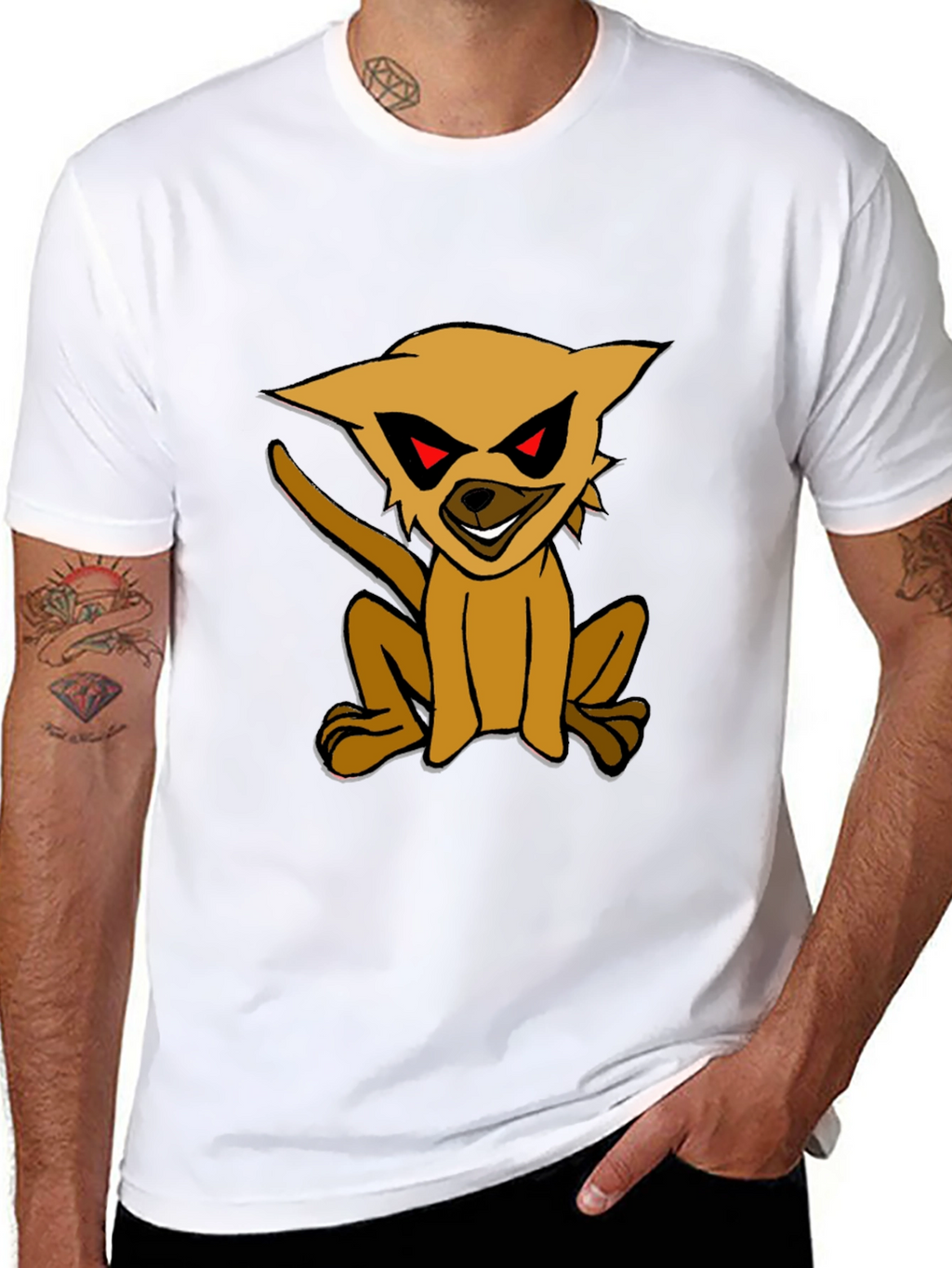 Black T-Shirt with Cartoon Dog Print