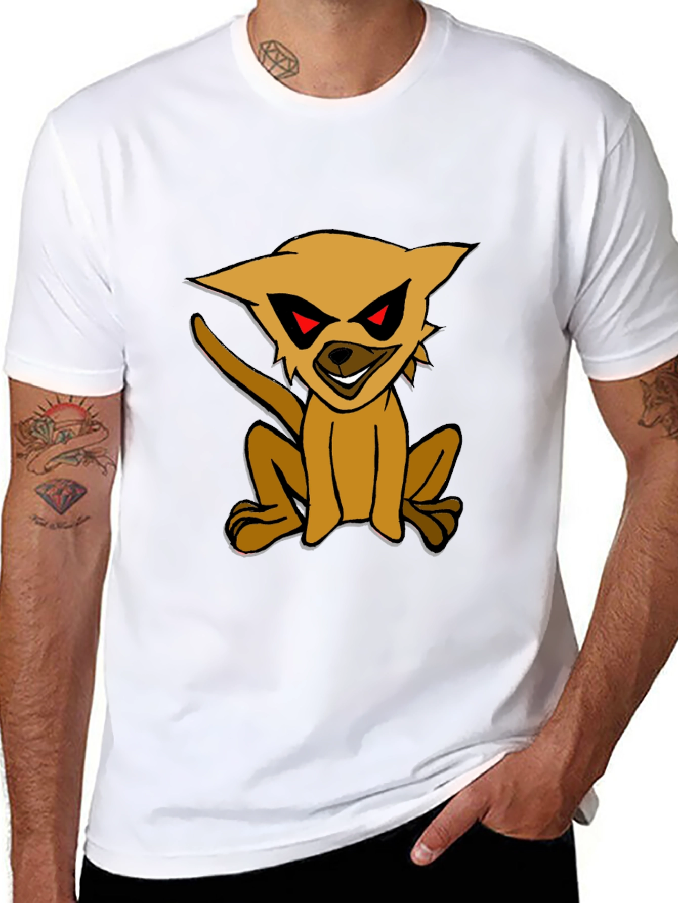 Black T-Shirt with Cartoon Dog Print