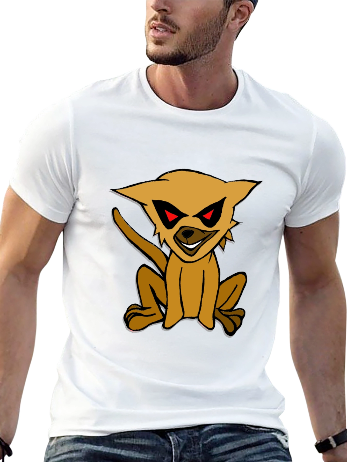 Black T-Shirt with Cartoon Dog Print