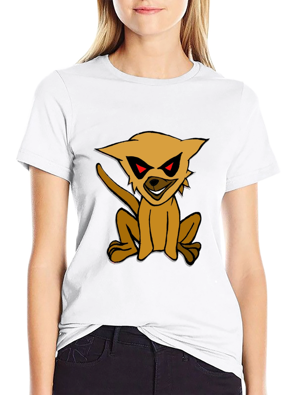 Black T-Shirt with Cartoon Dog Print