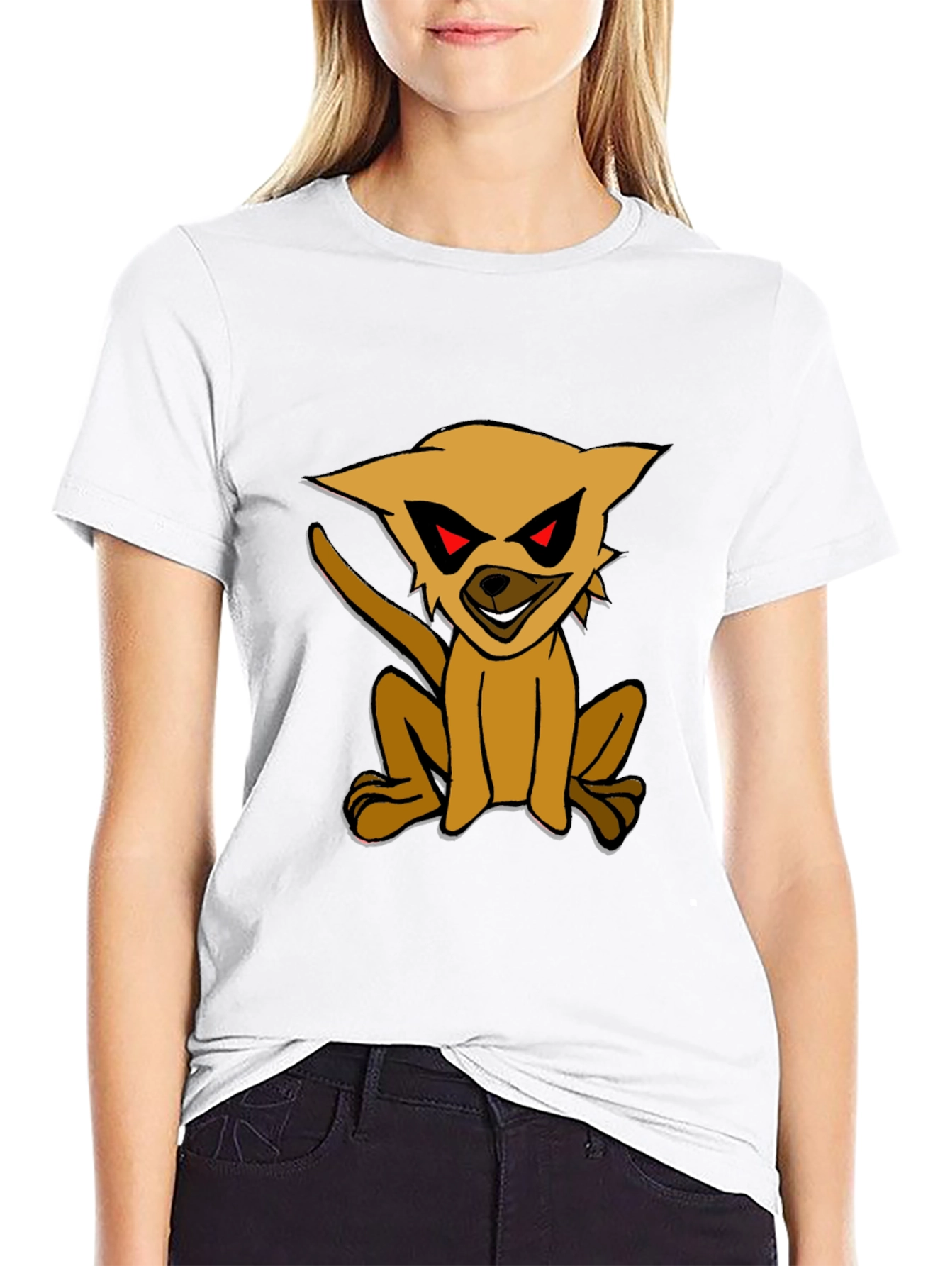 Black T-Shirt with Cartoon Dog Print