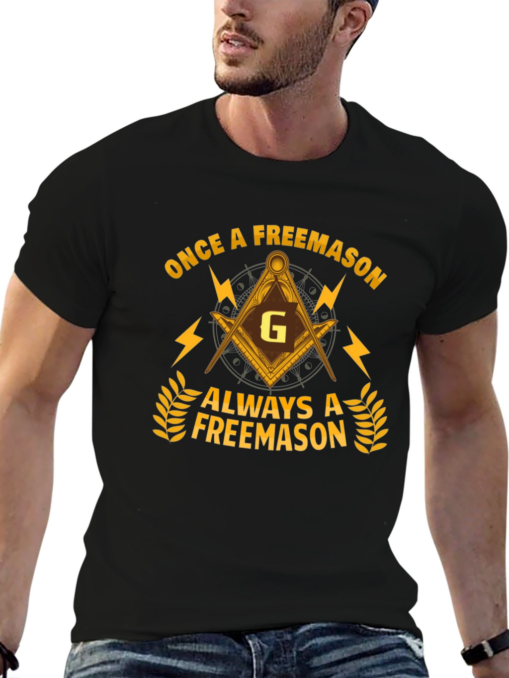 Once a Freemason T-Shirt - Black Cotton Graphic Tee