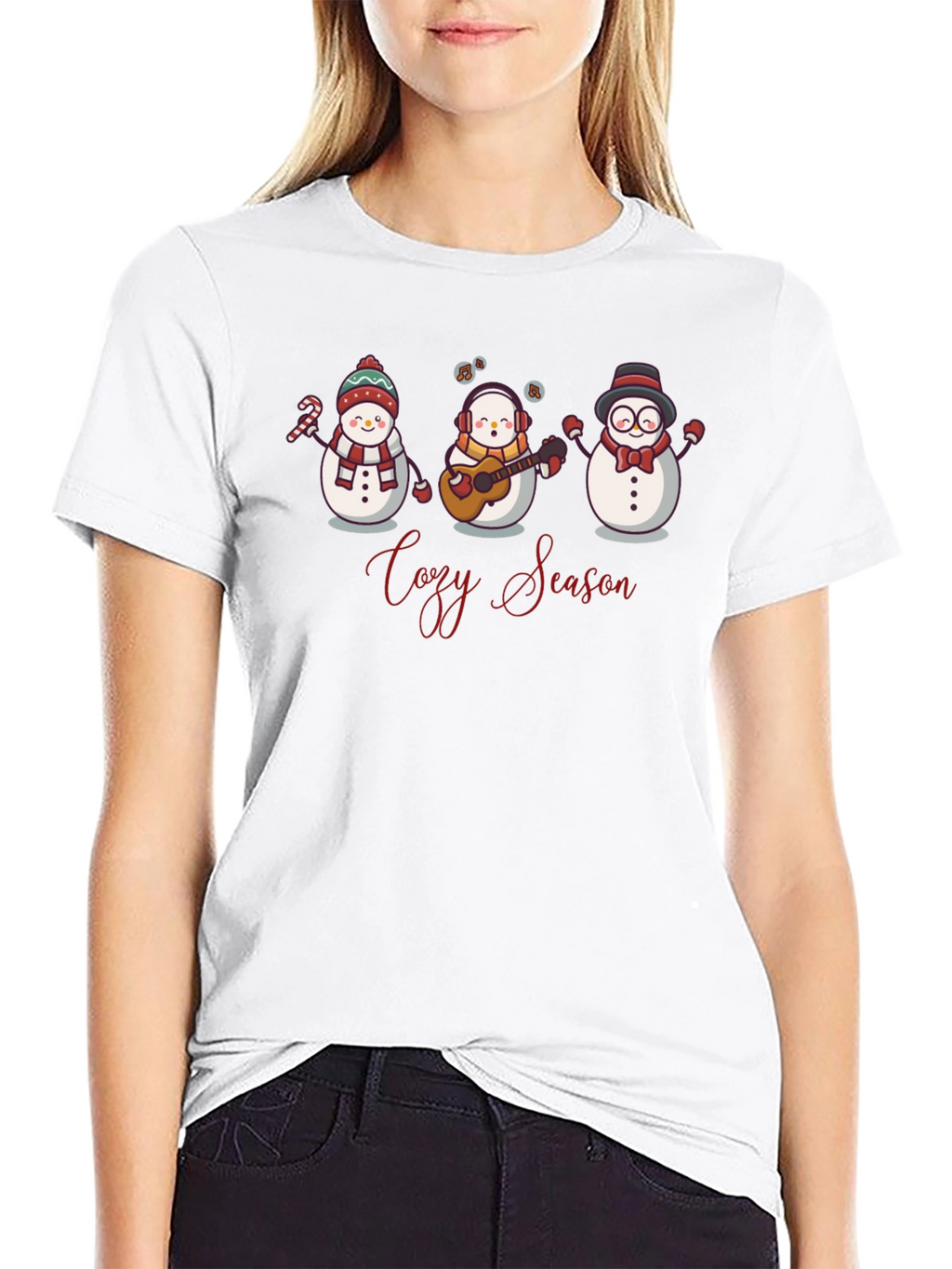 Cozy Season Snowman Band Black Tee