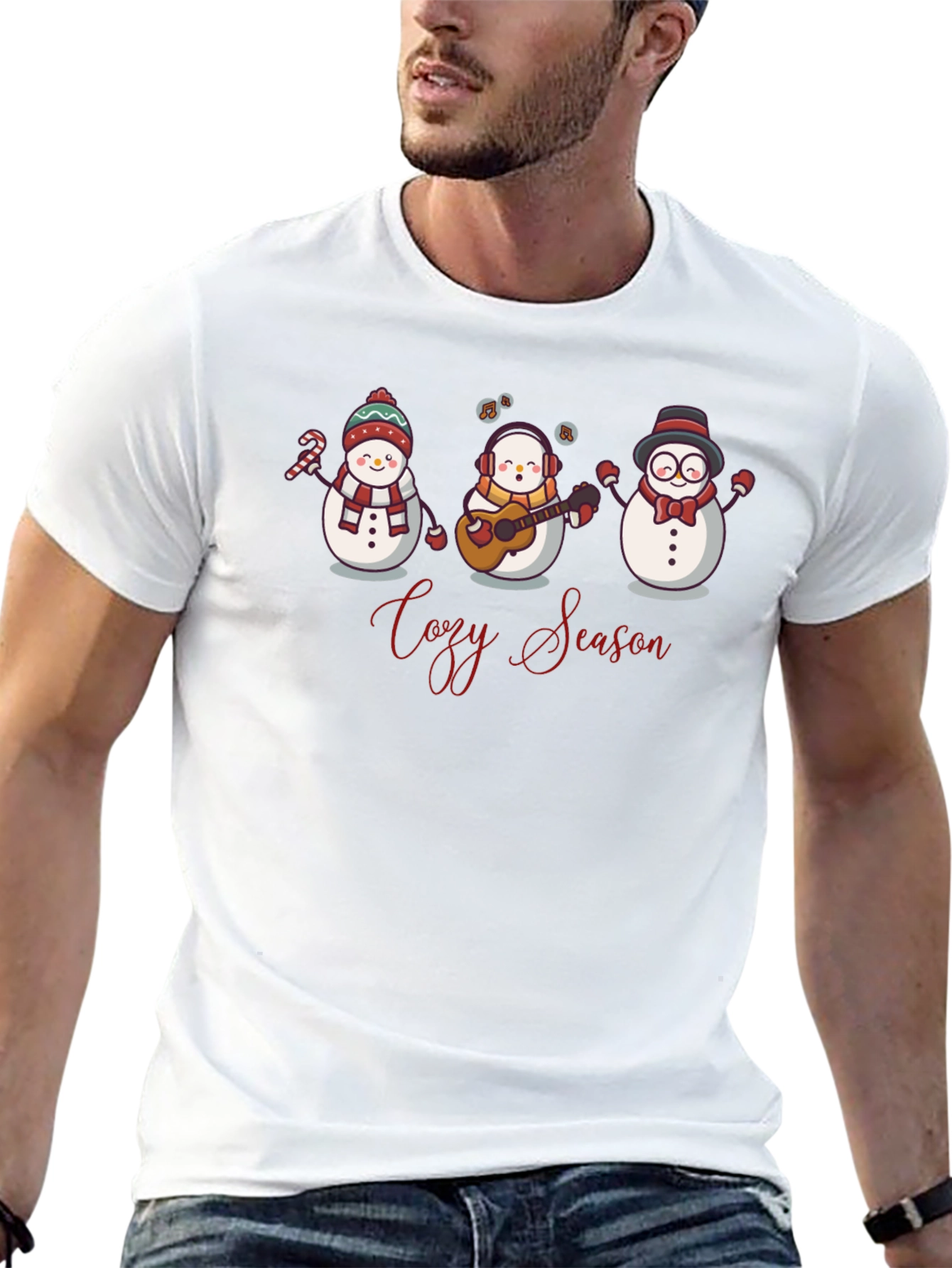 Cozy Season Snowman Band Black Tee