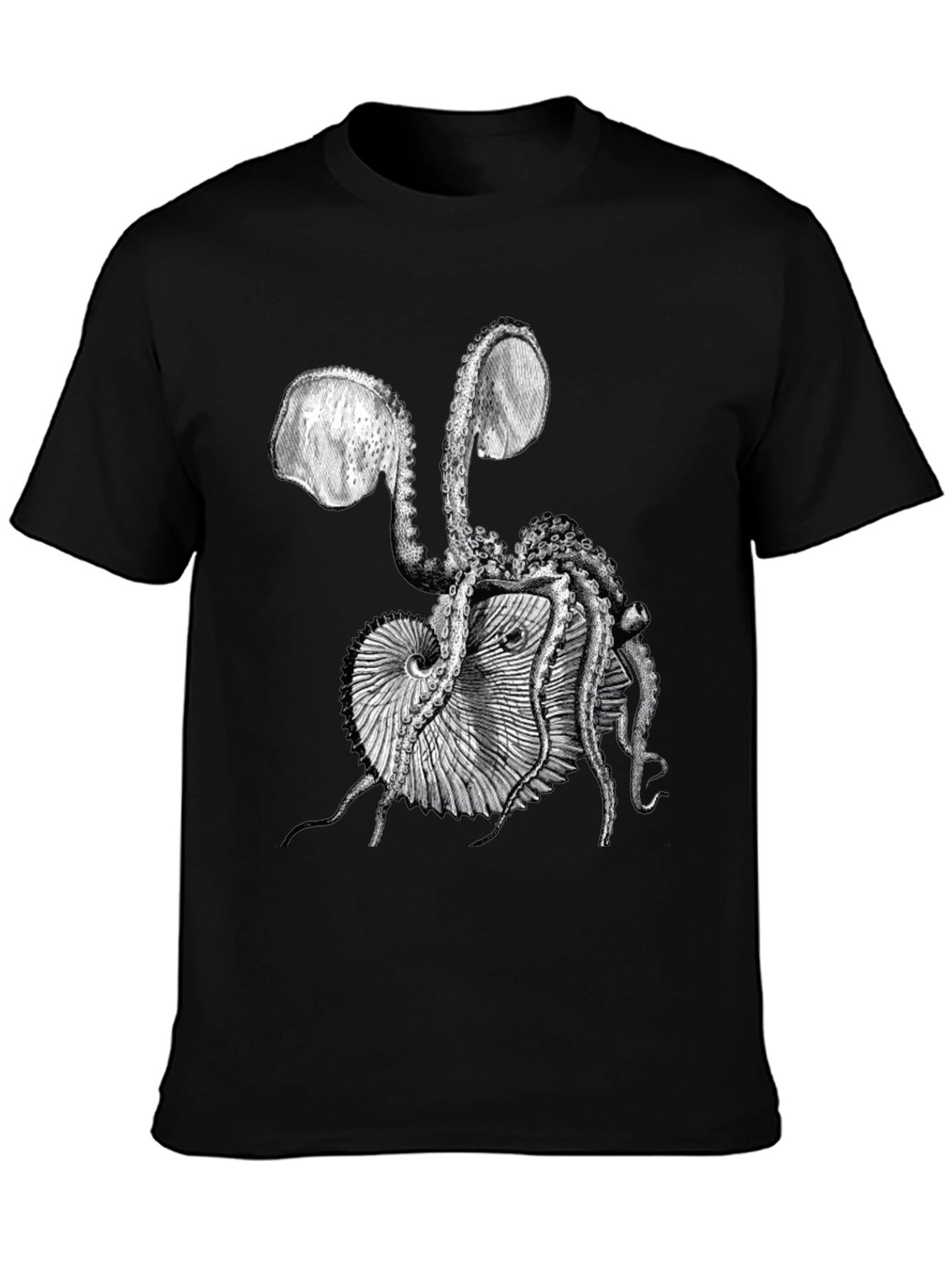 Octopus & Shell Graphic Tee - Black