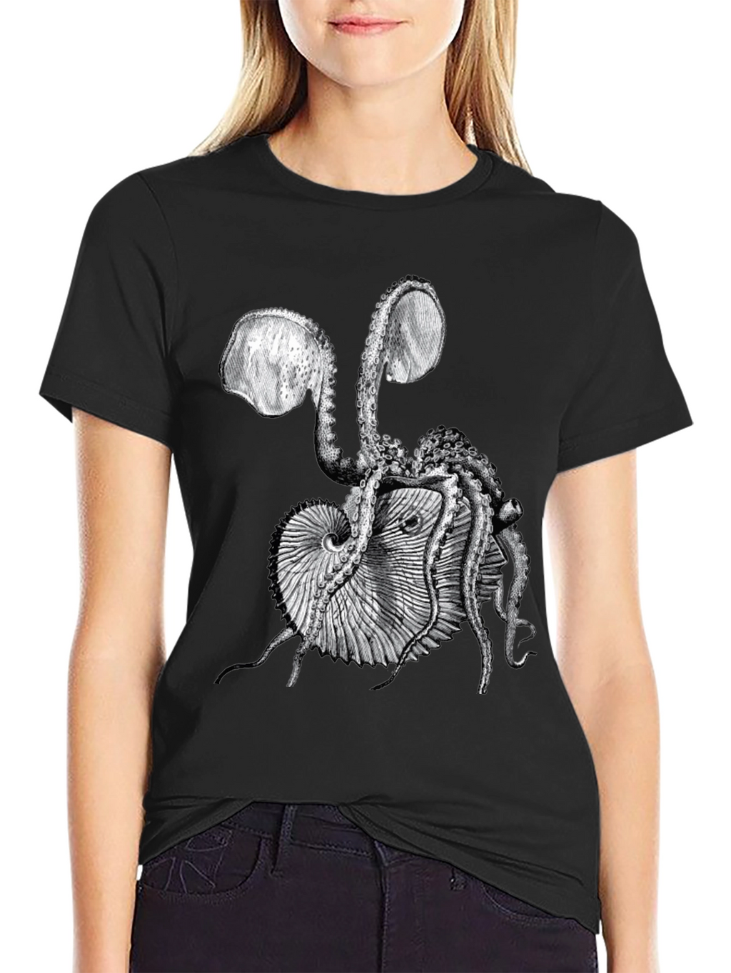 Octopus & Shell Graphic Tee - Black