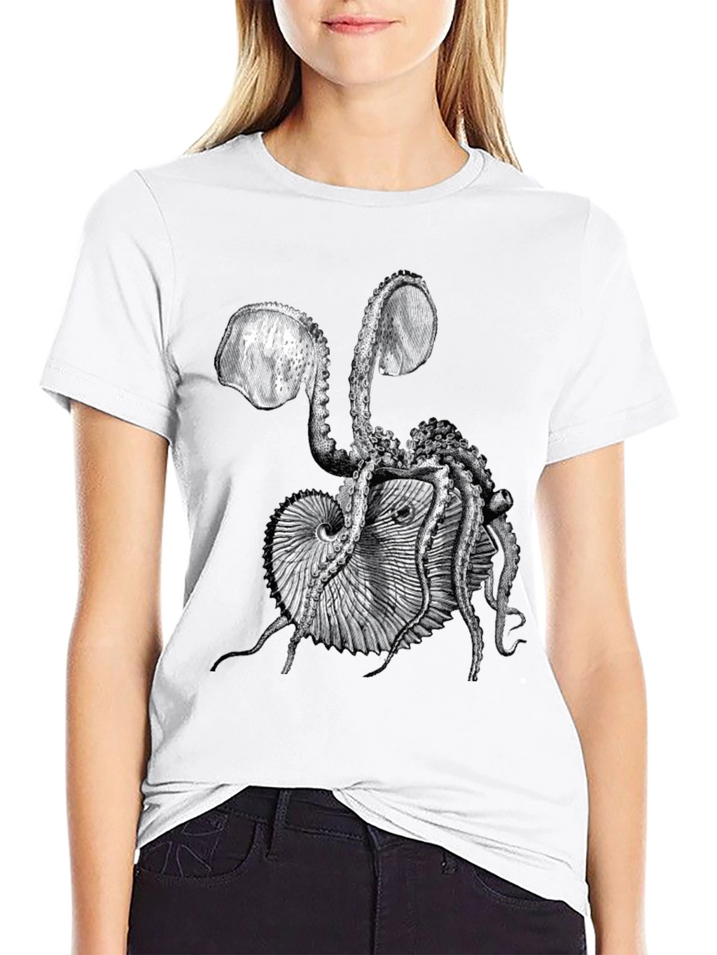 Octopus & Shell Graphic Tee - Black