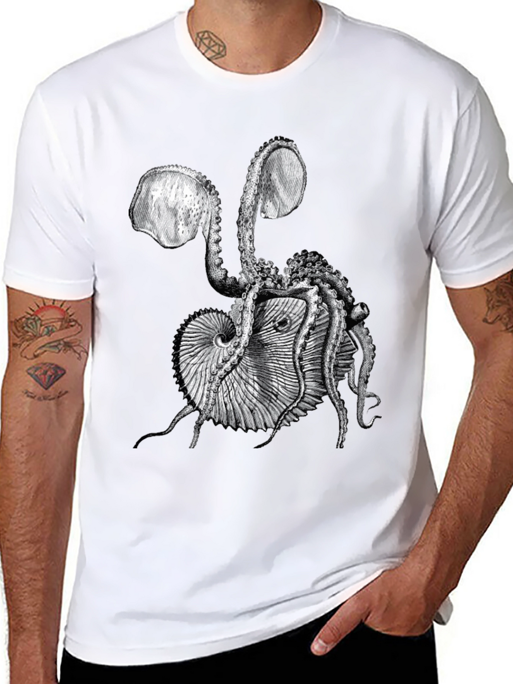 Octopus & Shell Graphic Tee - Black