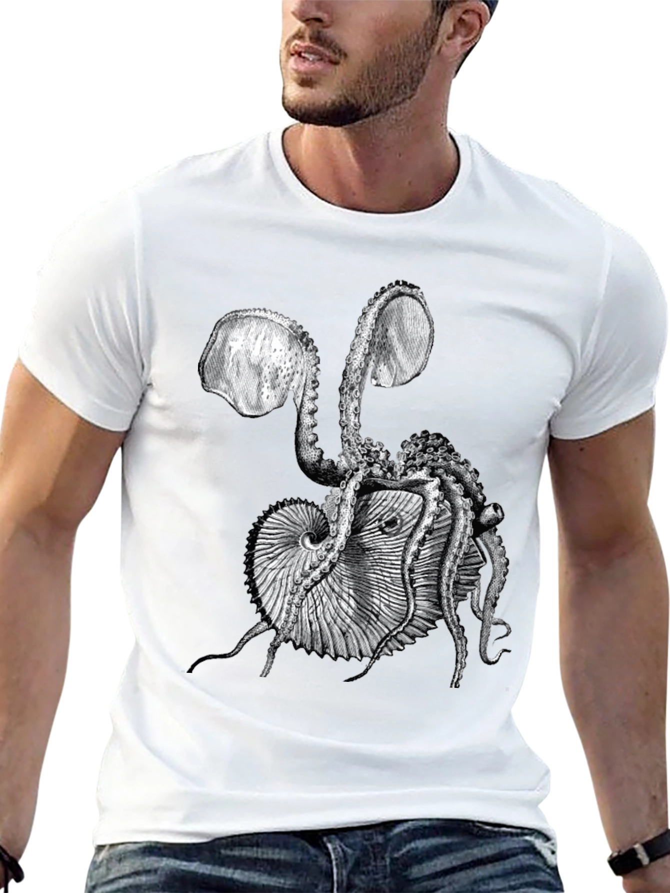 Octopus & Shell Graphic Tee - Black